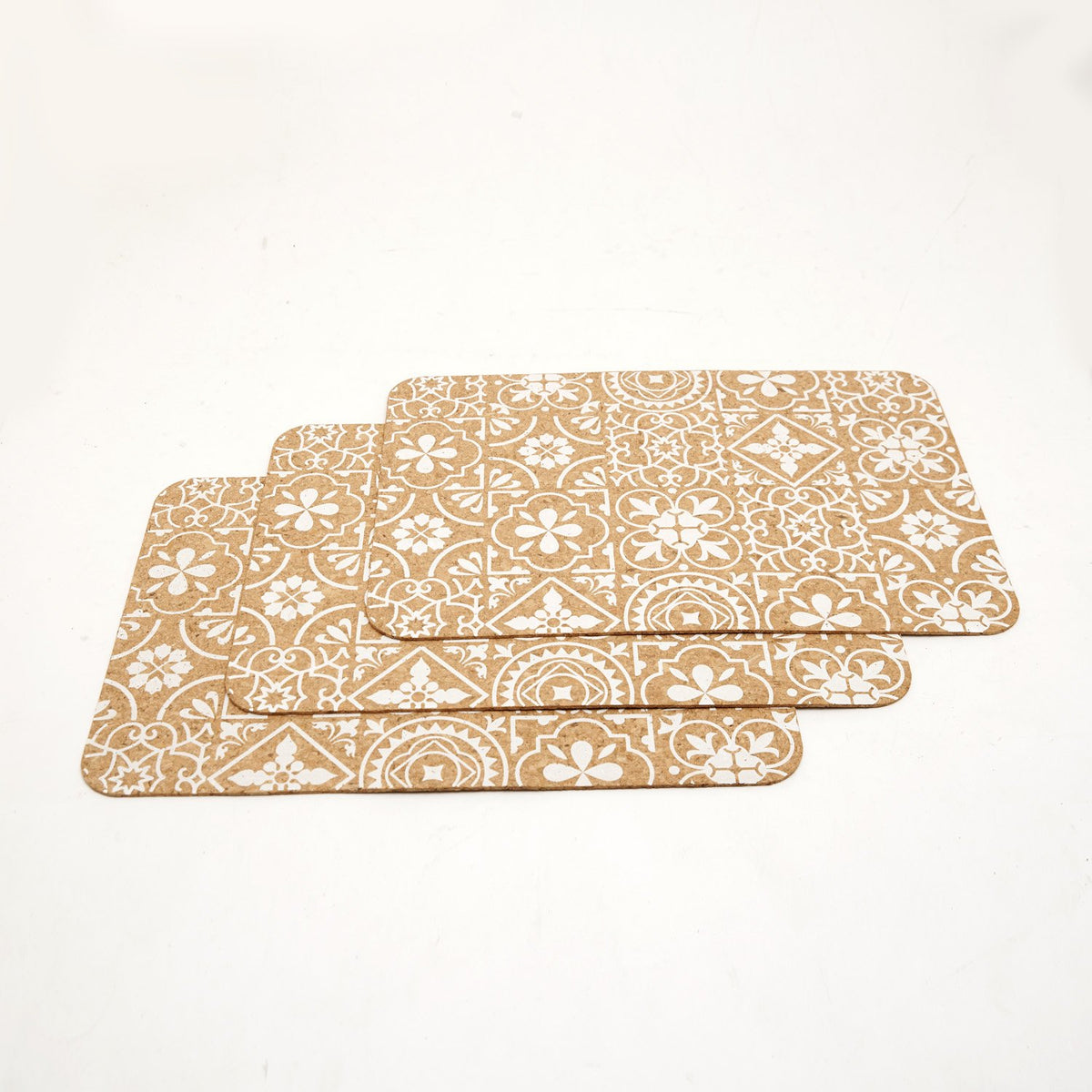 Ladelle Morocco Tile White Pr Cork 4Pk Placemat - 40051