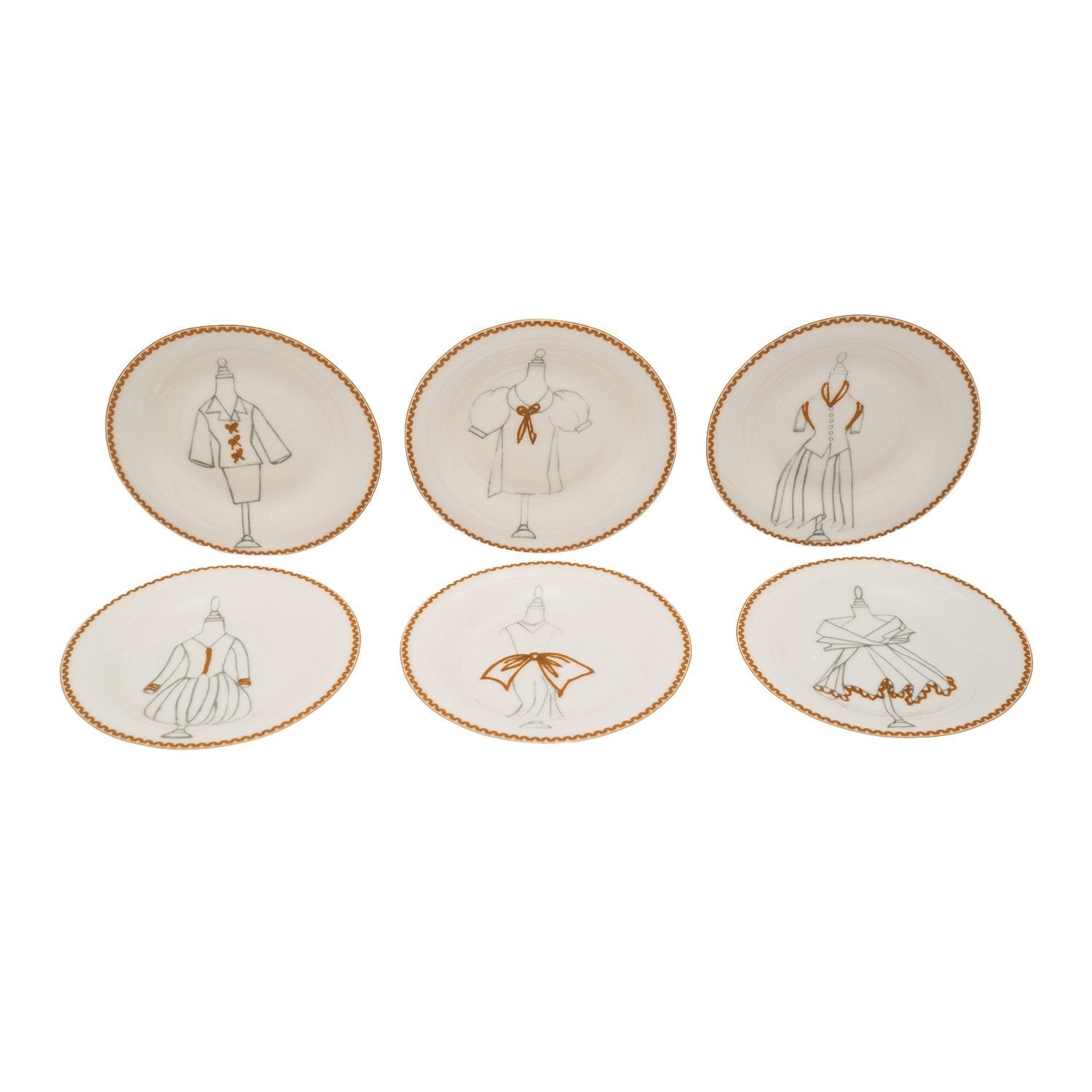 L'atelier FB Dress Coupe Shape Round Cookies Plate Set - 16 cm, 6 Pieces - TC 4713 010 - Jashanmal Home