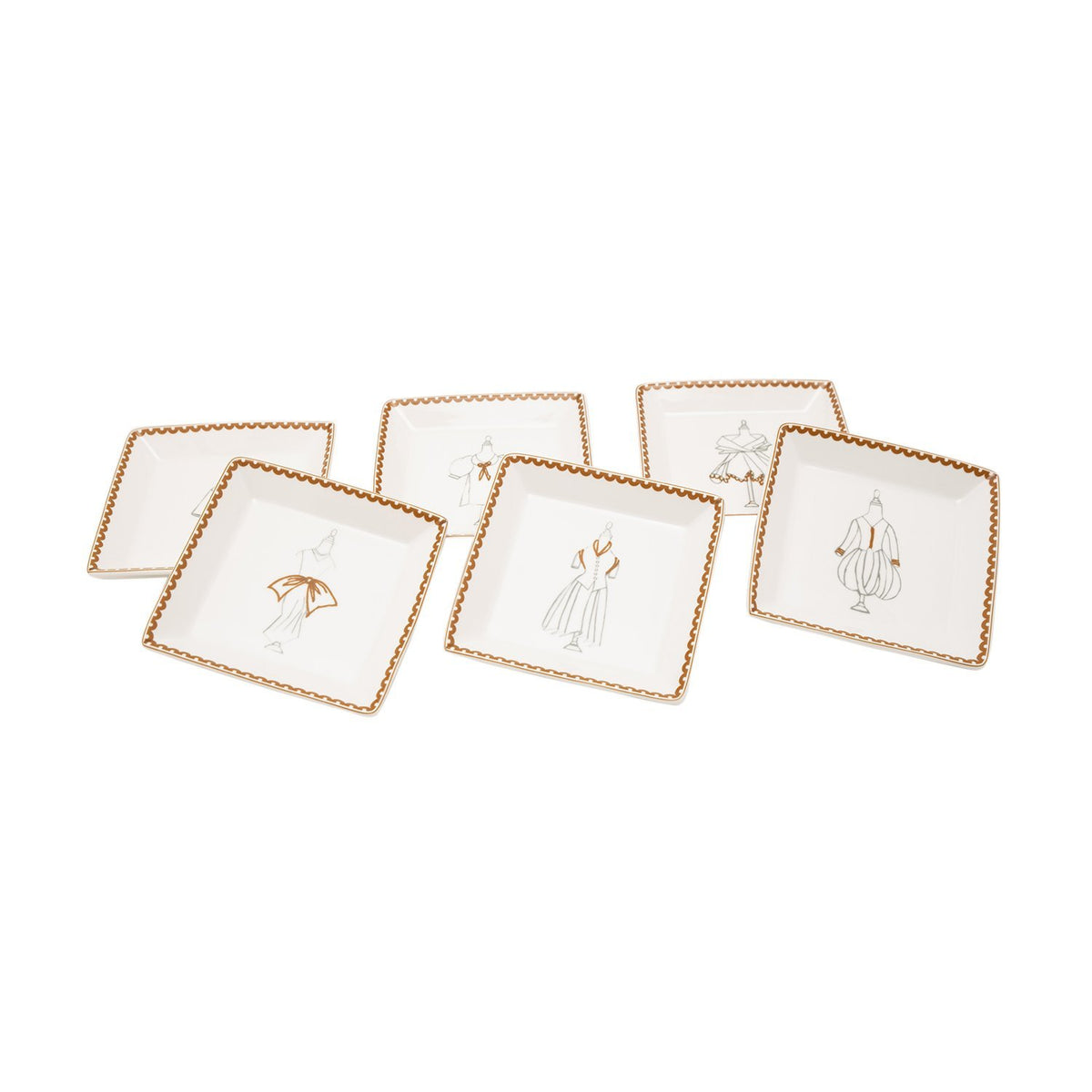 L'atelier FB Dress Square Plate Set - 11.4 x 11.4 cm, 6 Pieces - TC 4713 014 - Jashanmal Home