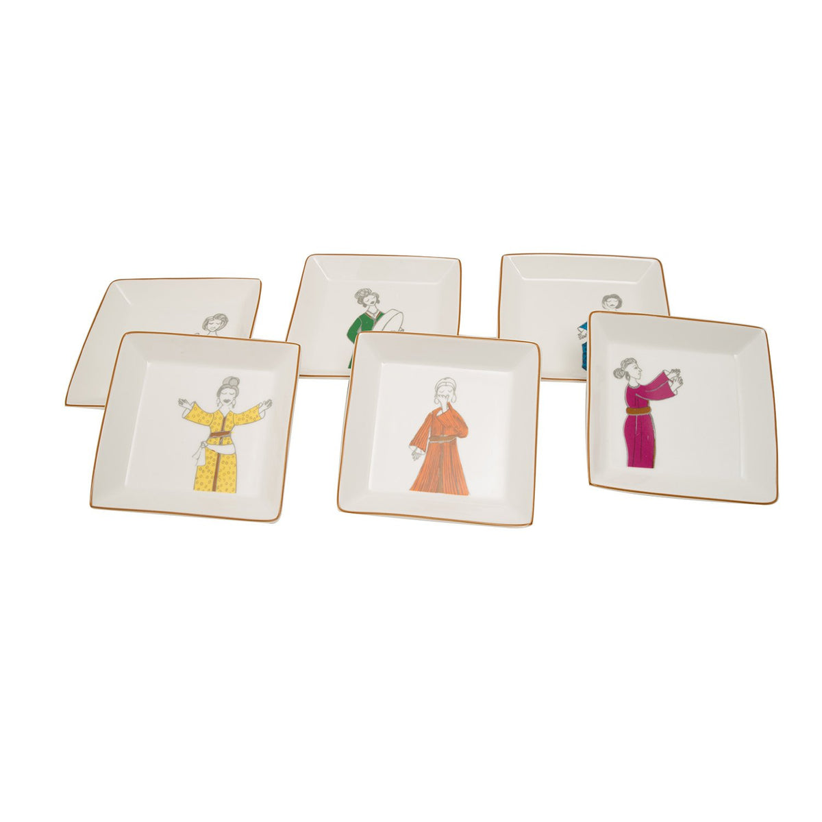 L'atelier FB Party Square Plate Set - 11.4 x 11.4 cm, 6 Pieces - TC 4714 014 - Jashanmal Home