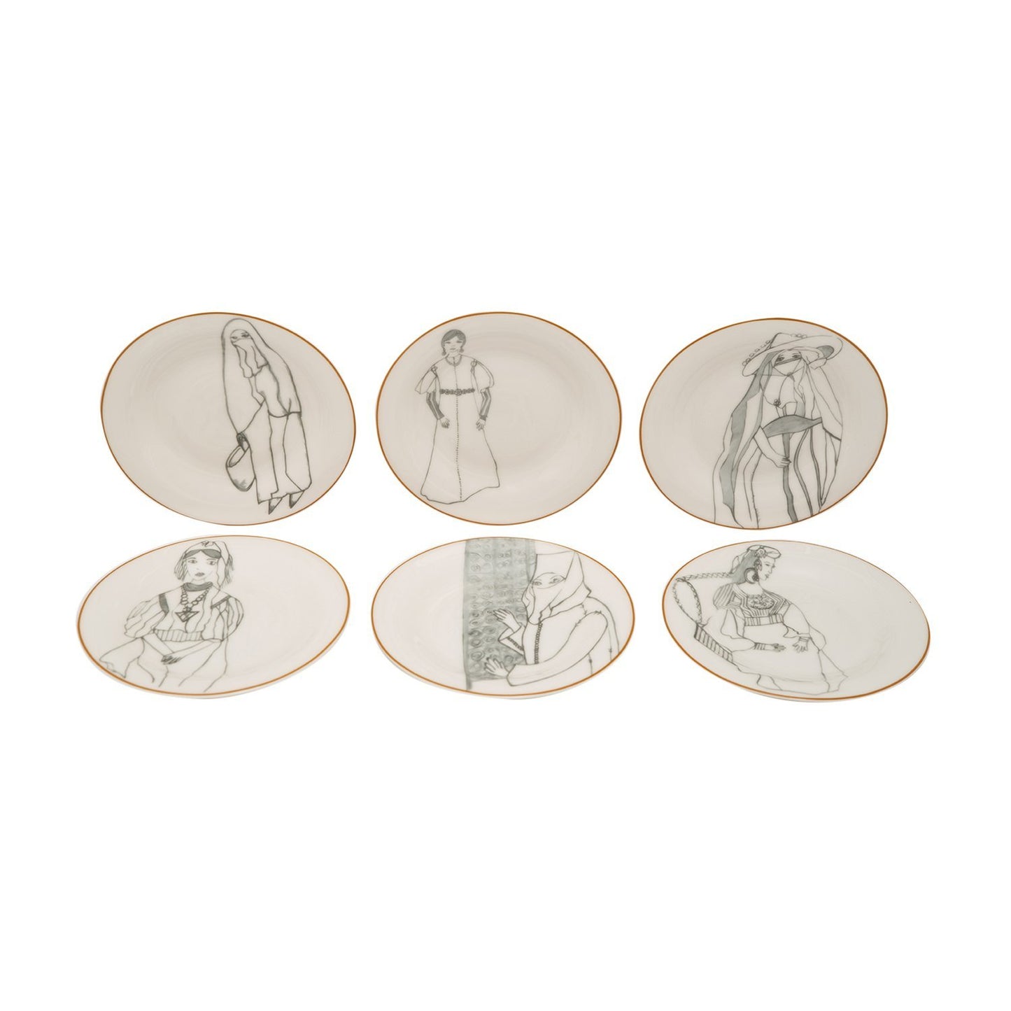 L'atelier FB Zaman Coupe Shape Round Cookies Plate Set - 16 cm, 6 Pieces - TC 4712 010 - Jashanmal Home