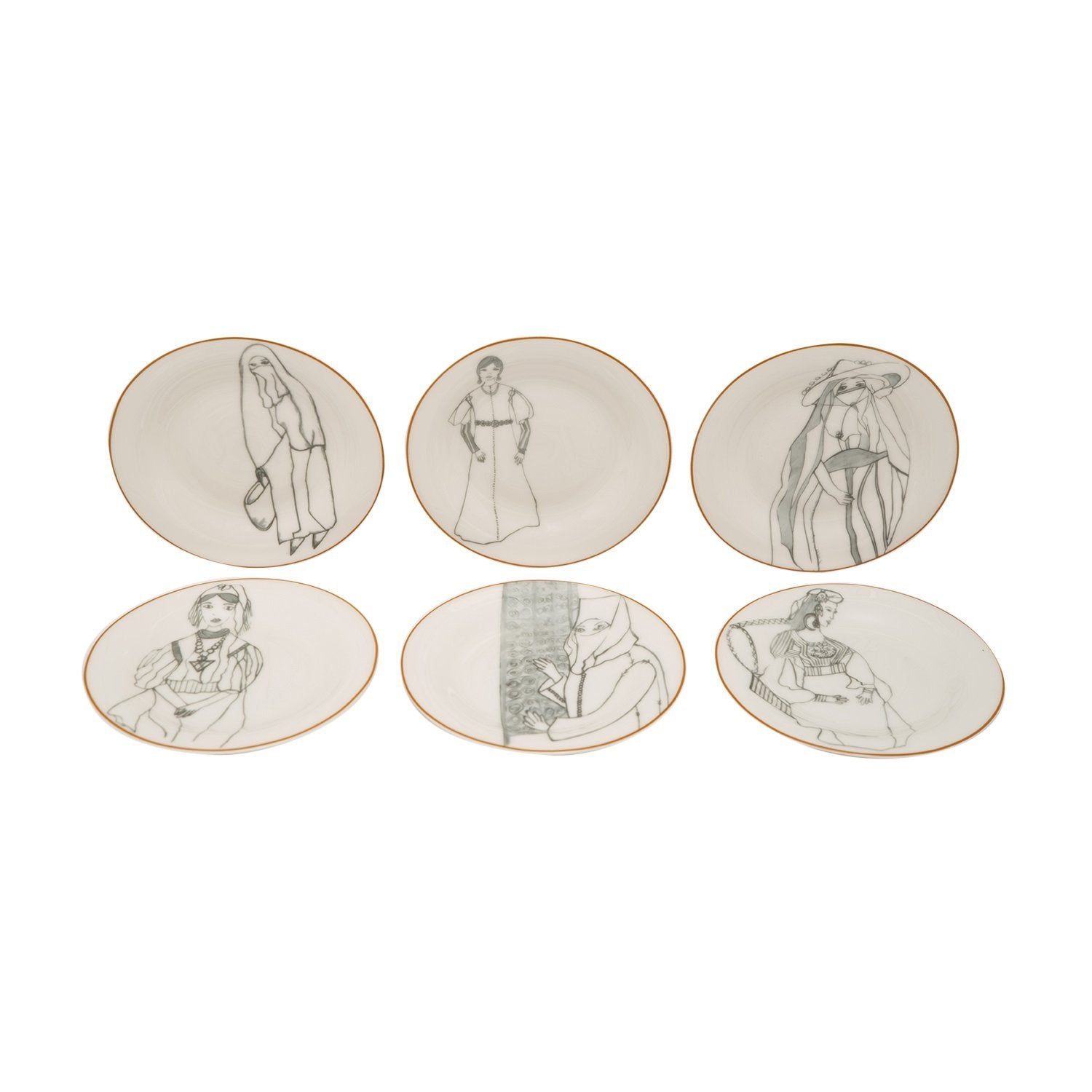 L'atelier FB Zaman Coupe Shape Round Cookies Plate Set - 16 cm, 6 Pieces - TC 4712 010 - Jashanmal Home