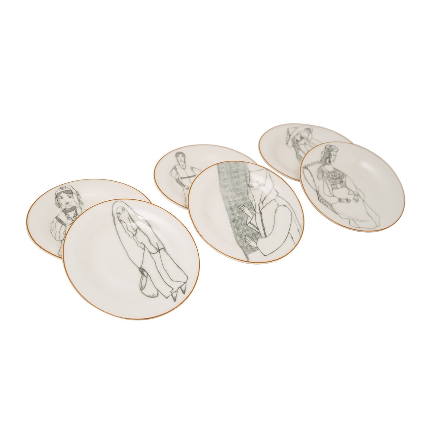 L'atelier FB Zaman Coupe Shape Round Cookies Plate Set - 16 cm, 6 Pieces - TC 4712 010 - Jashanmal Home