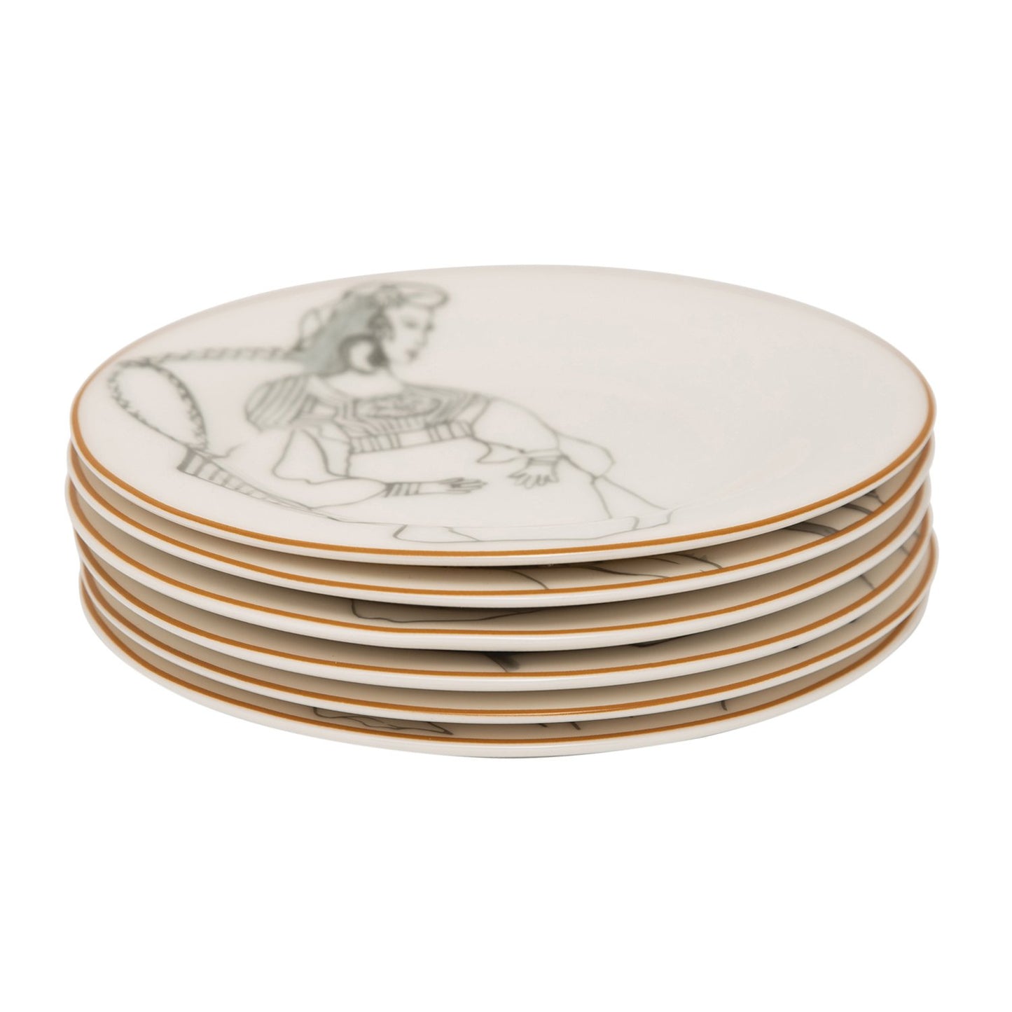 L'atelier FB Zaman Coupe Shape Round Cookies Plate Set - 16 cm, 6 Pieces - TC 4712 010 - Jashanmal Home