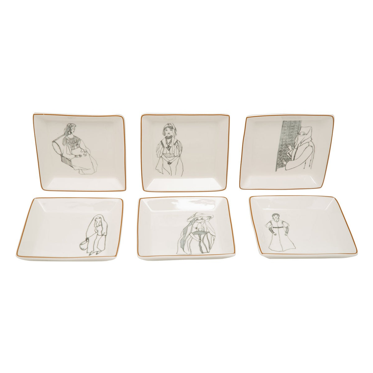 L'atelier FB Zaman Square Plate Set - 11.4 x 11.4 cm, 6 Pieces - TC 4712 014 - Jashanmal Home