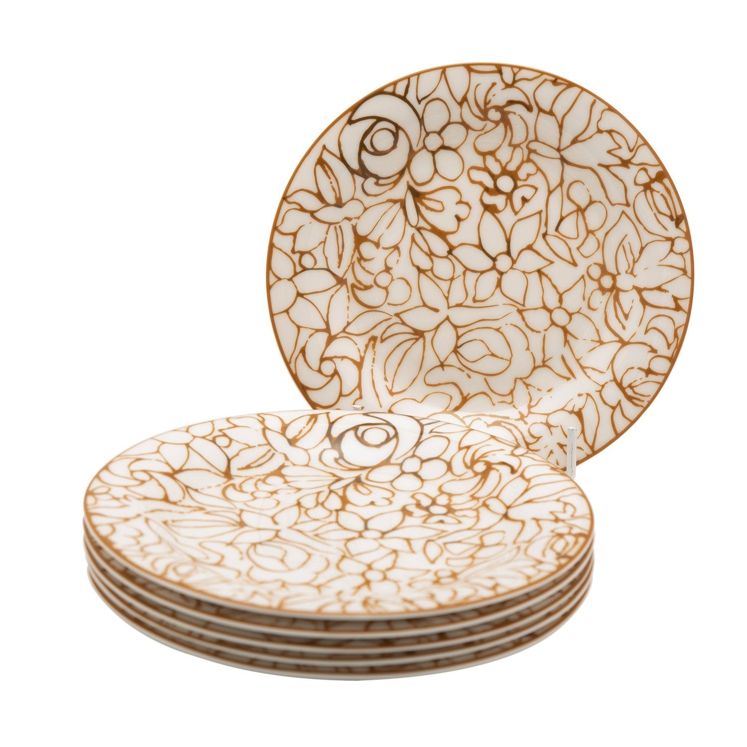 L'atelier FB Embroidery Coupe Shape Dessert Plate Set - 20 x 20 cm, 6 Pieces - TC 4715 012 - Jashanmal Home
