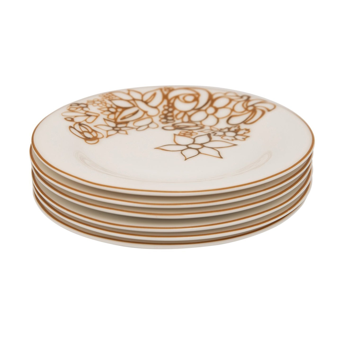 L'atelier FB Embroidery Coupe Shape Round Cookies Plate Set - 16 cm, 6 Pieces - TC 4715 013 - Jashanmal Home
