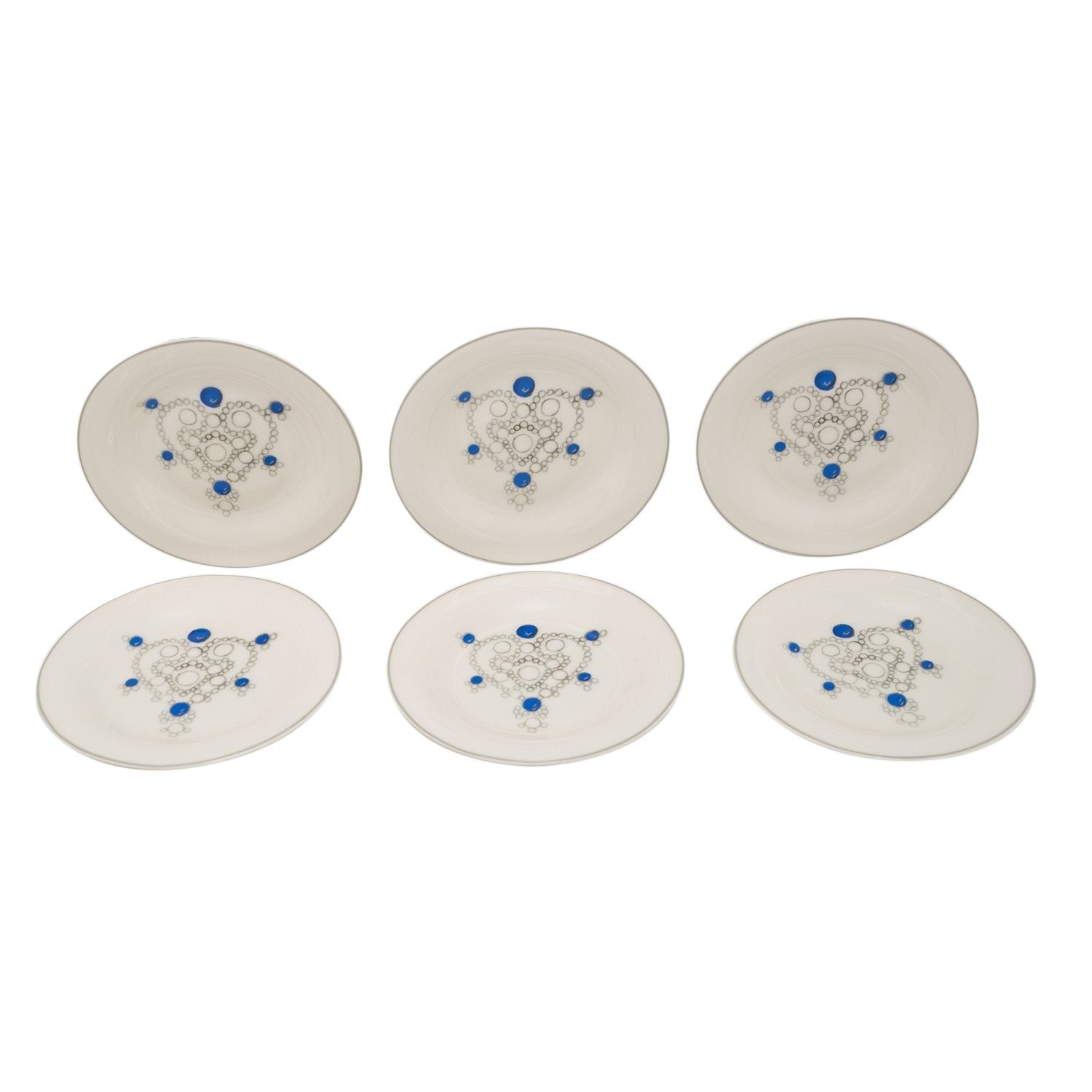 L'atelier FB Sapphire Coupe Shape Round Cookies Plate Set - 16 cm, 6 Pieces - TC 4716 013 - Jashanmal Home