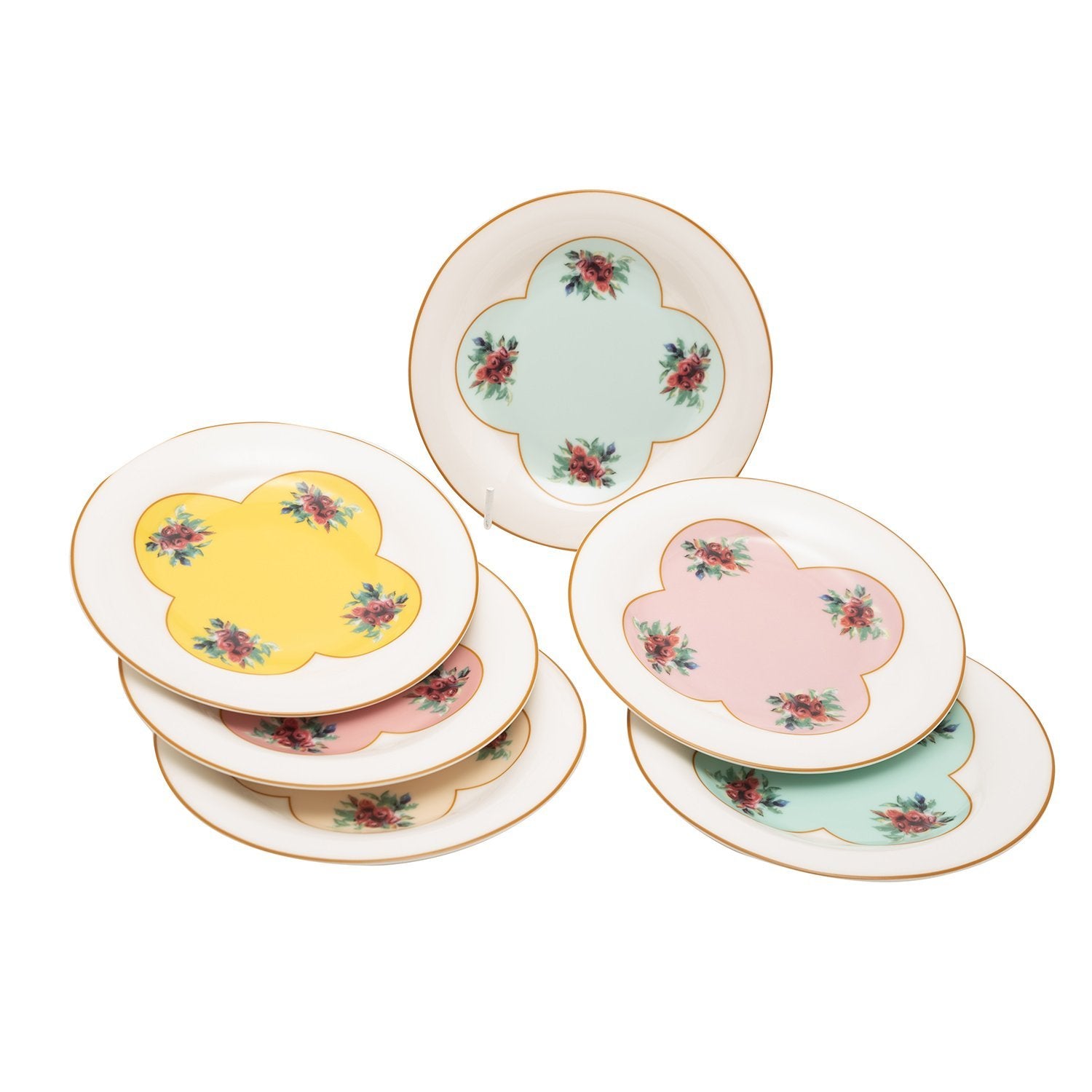 L'atelier FB Pastel Coupe Shape Dessert Plate Set - 20 x 20 cm, 6 Pieces - TC 4717 012 - Jashanmal Home