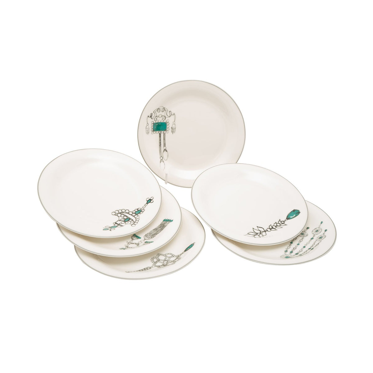 L'atelier FB Emerald Coupe Shape Salad Plate Set - 23 x 23 cm, 6 Pieces - TC 4711 011 - Jashanmal Home