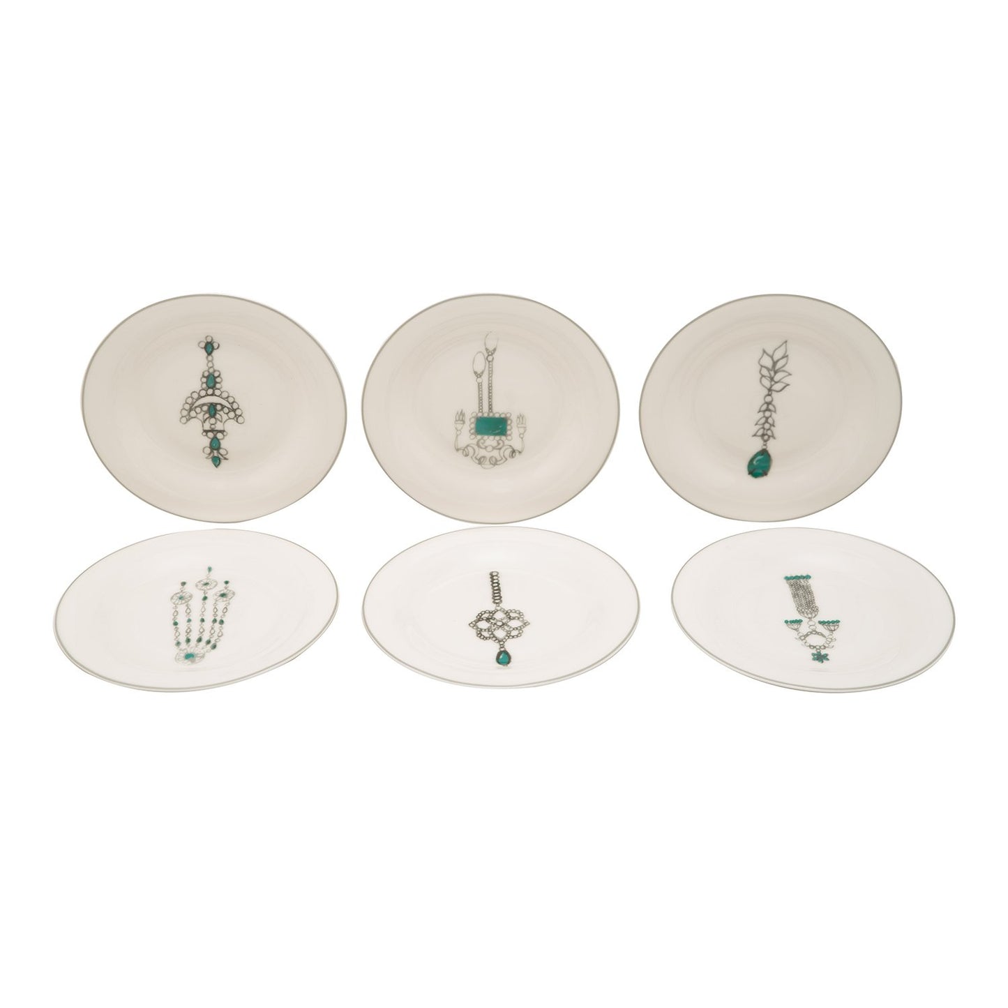 L'atelier FB Emerald Coupe Shape Round Cookies Plate Set - 16 cm, 6 Pieces - TC 4711 013 - Jashanmal Home
