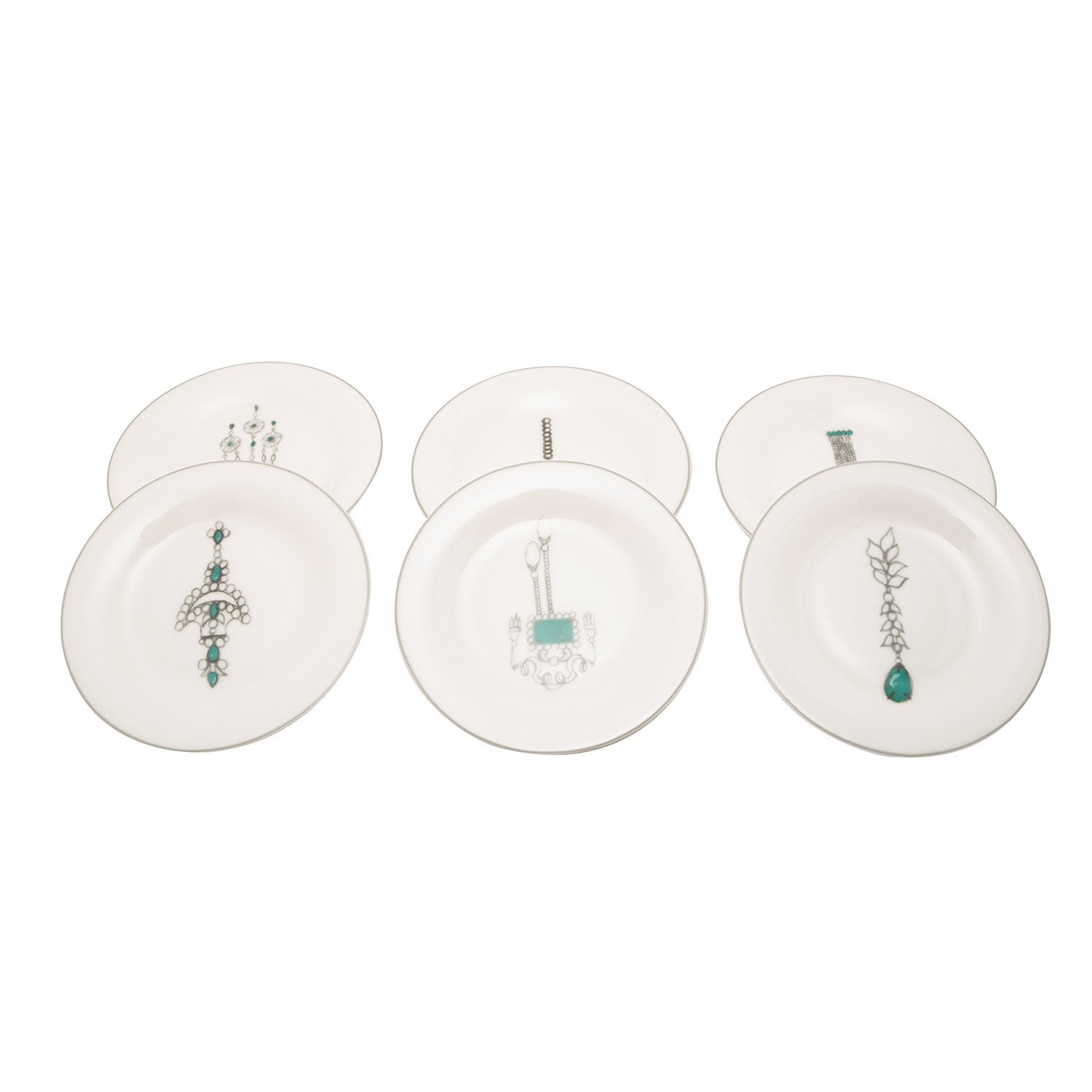 L'atelier FB Emerald Coupe Shape Round Cookies Plate Set - 16 cm, 6 Pieces - TC 4711 013 - Jashanmal Home