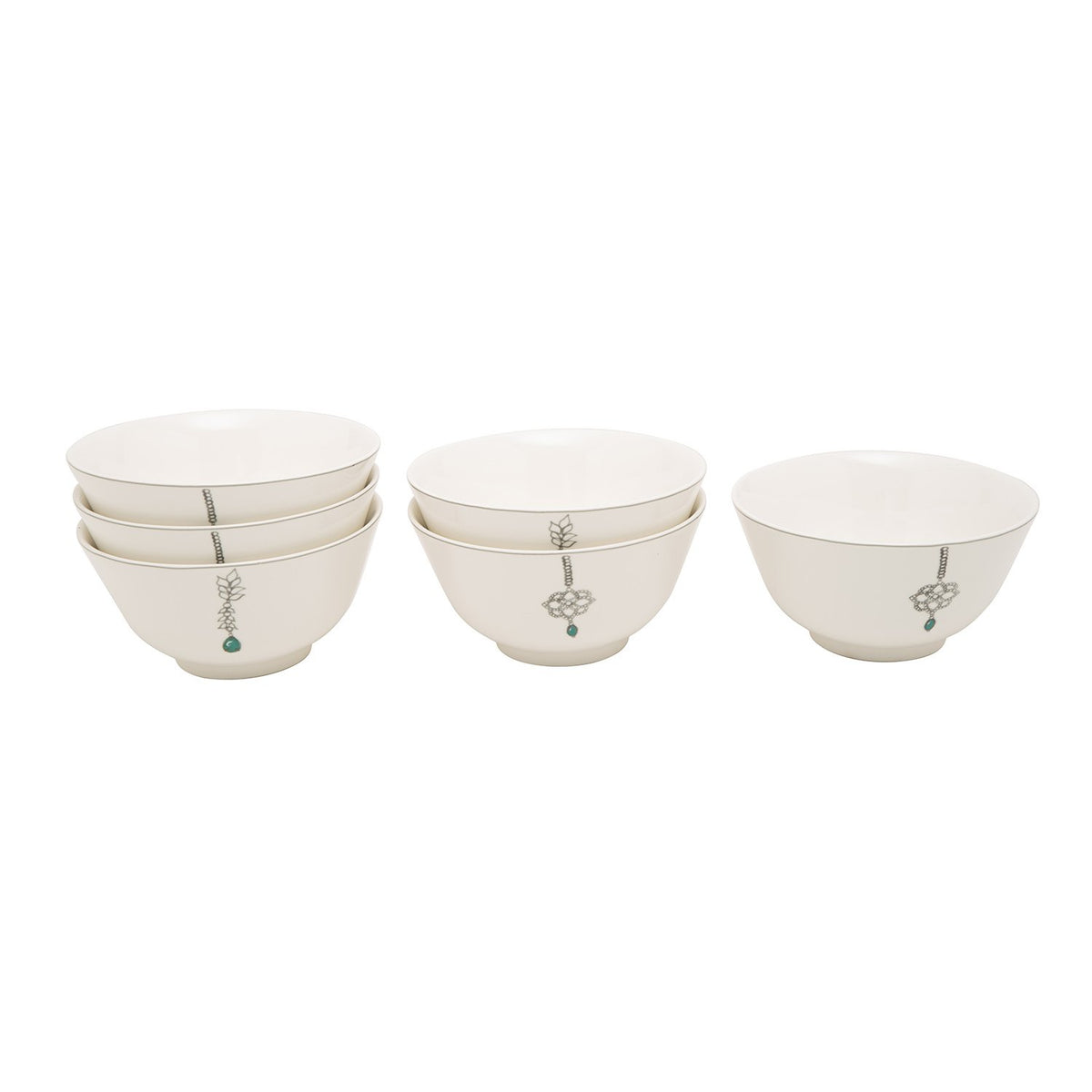 L'atelier FB Emerald Bowl Set - 12.8 x 6.8 cm, 6 Pieces - TC 4711 014 - Jashanmal Home