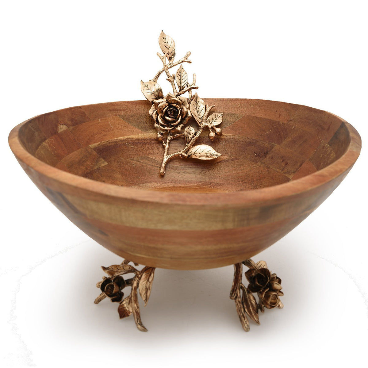 Otantik TW6001L 1 Piece Wood Bowl - Antique Gold, Large - TW6001L