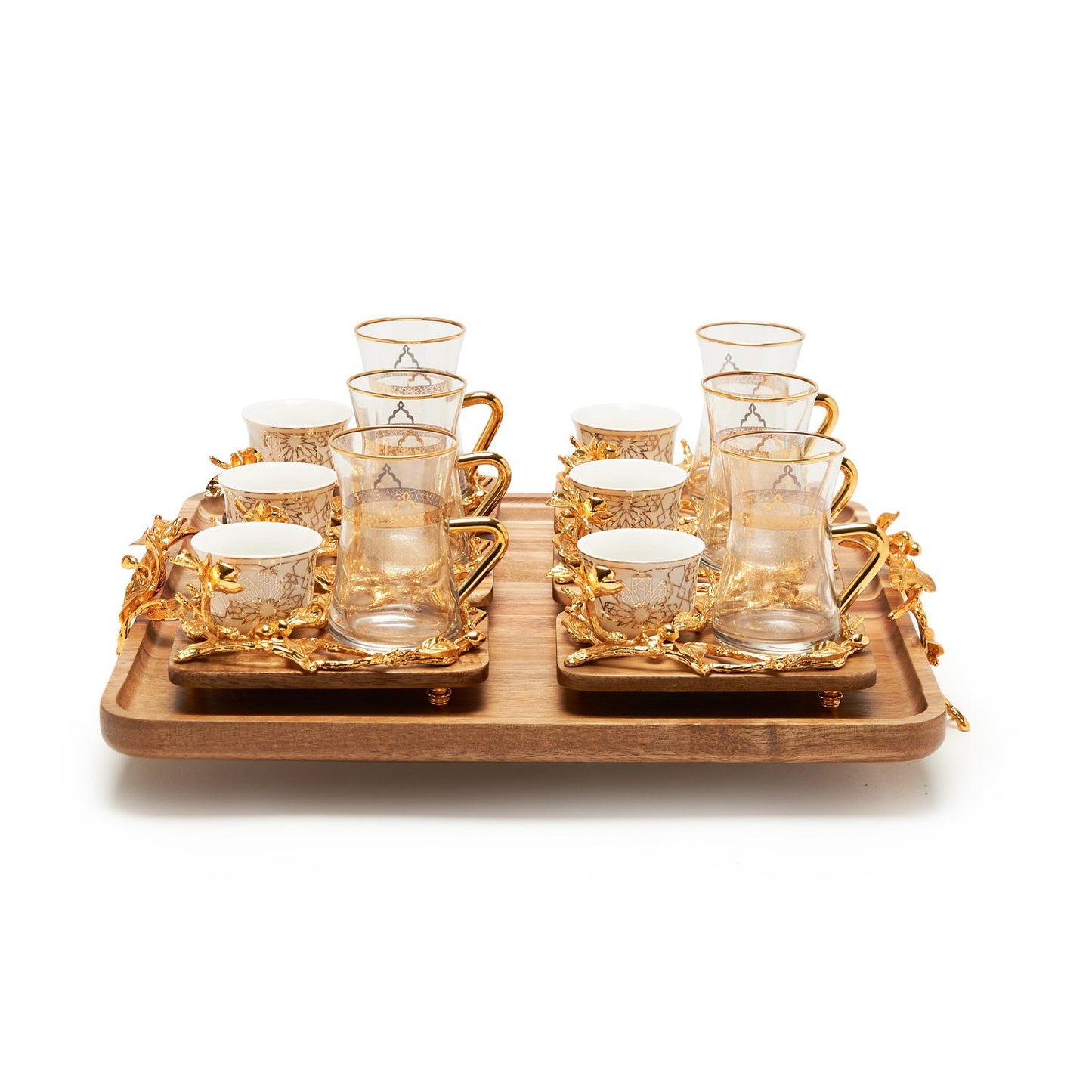 Otantik 19Pc Turkish Tea Set With Cawa Cup  & Tray -  Ac1047-2W  - Ac1047-2W