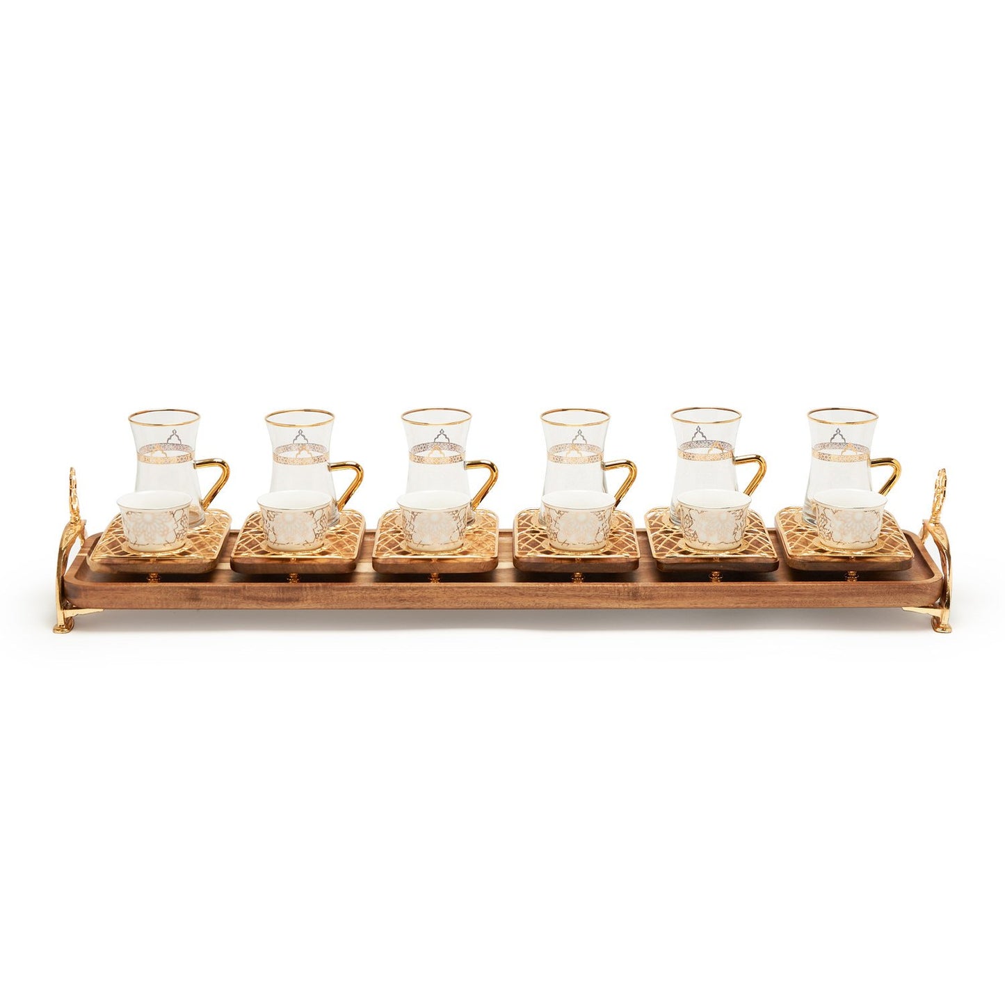 Otantik 19Pc Turkish Tea Set With Cawa Cup  & Tray - Qc1047-1W - Qc1047-1W