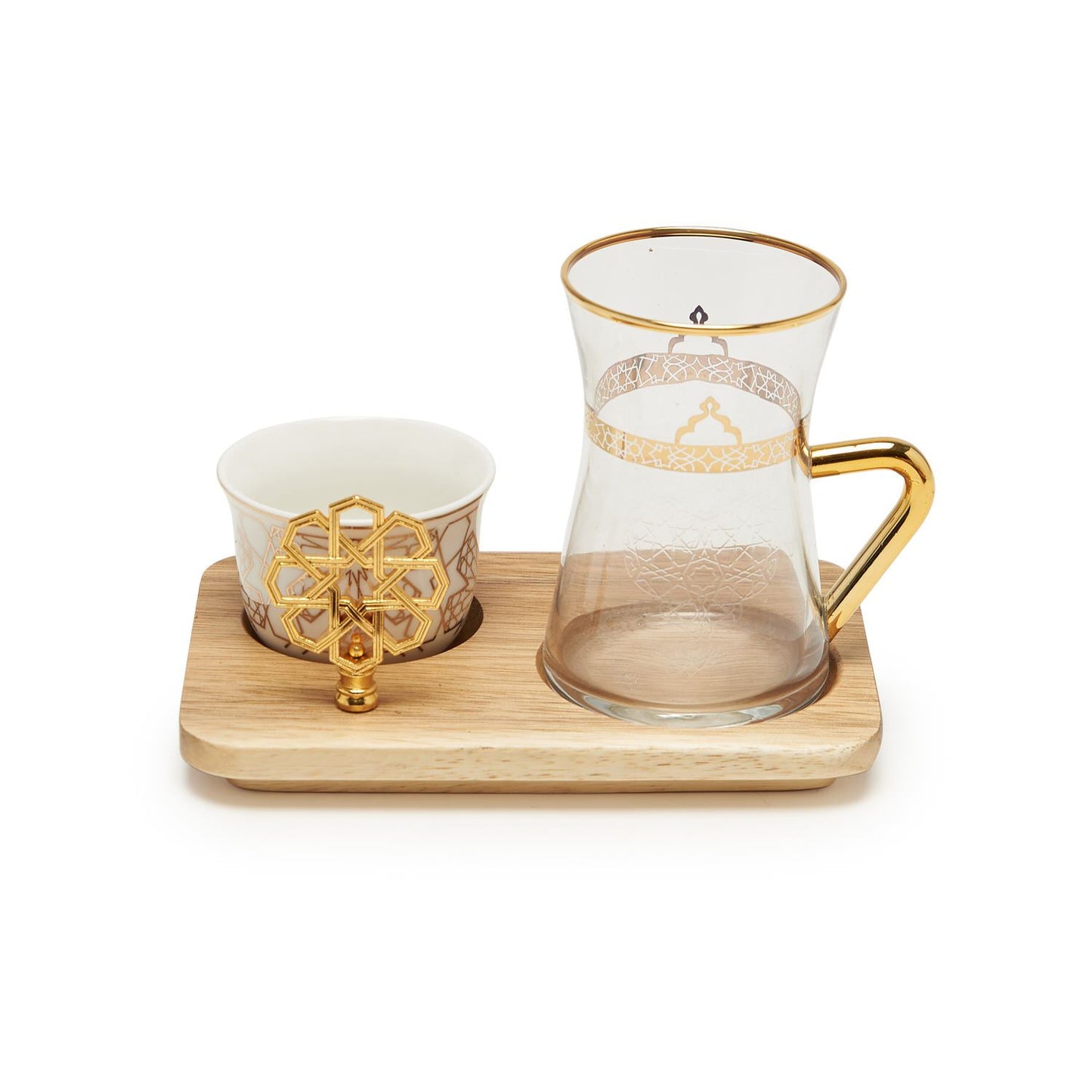 OTANTIK 19PC TURKISH TEA SET WITH CAWA CUP  & TRAY - CK1047-2W - CK1047-2W