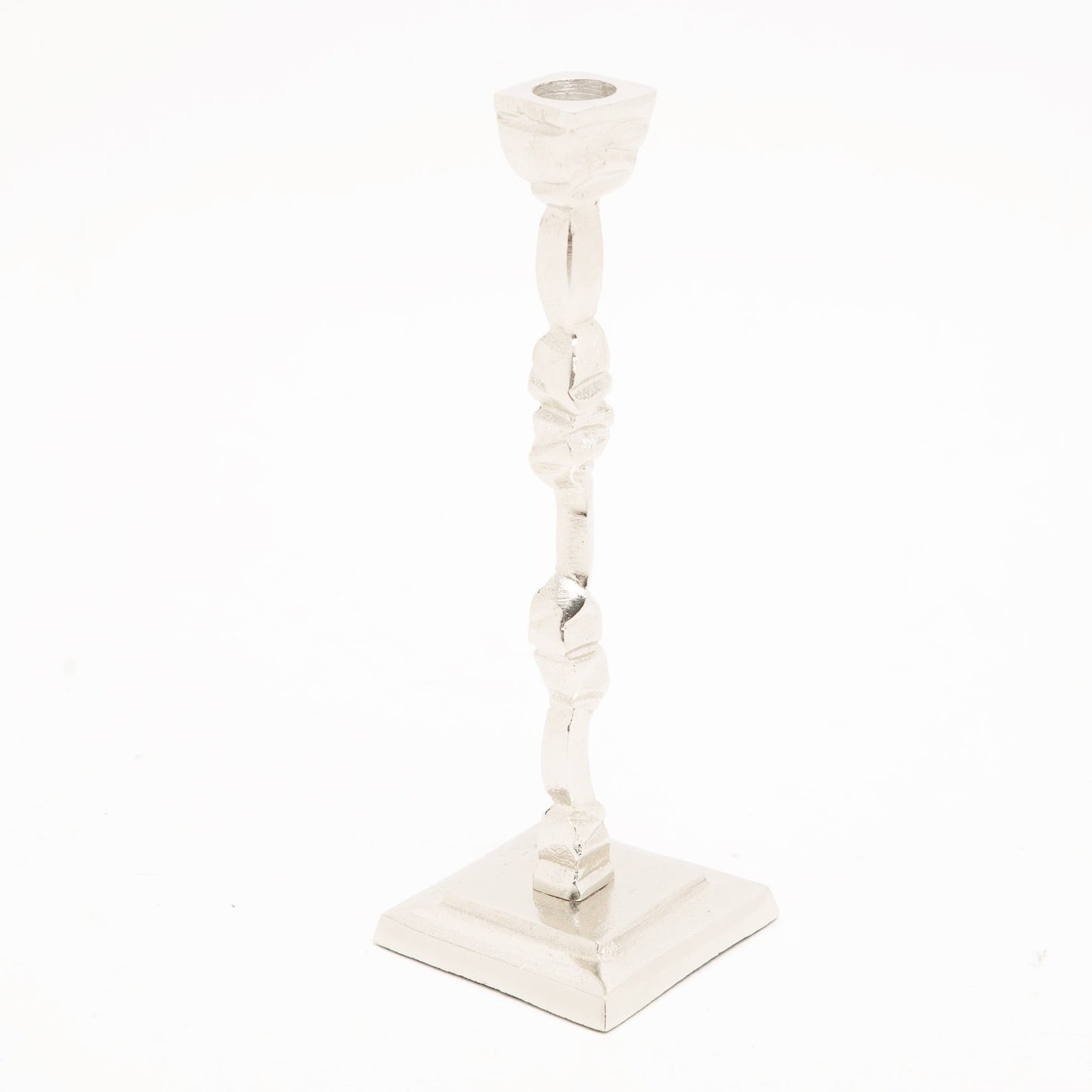 PANACHE DECO ALUM CANDLE HOLDER 9.75 NICKEL - 00120