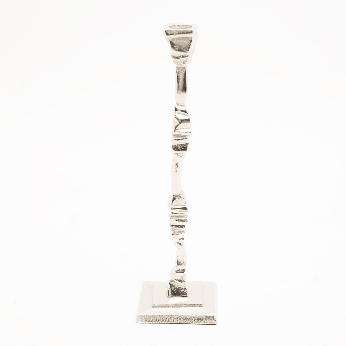 PANACHE DECO ALUM CANDLE HOLDER 11.75 NICKEL - 00121