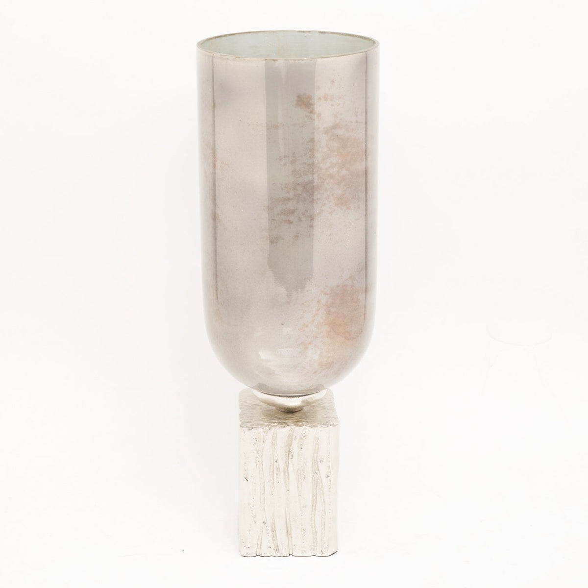 PANACHE DECO GLS VASE W/ALUM BASE 17.75 MORN GLORY/NICKEL 30086-MG/N