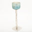 Panache Deco Glass Votive W/Alum Stand 14.25 Blu Mist/Nickel - 30094