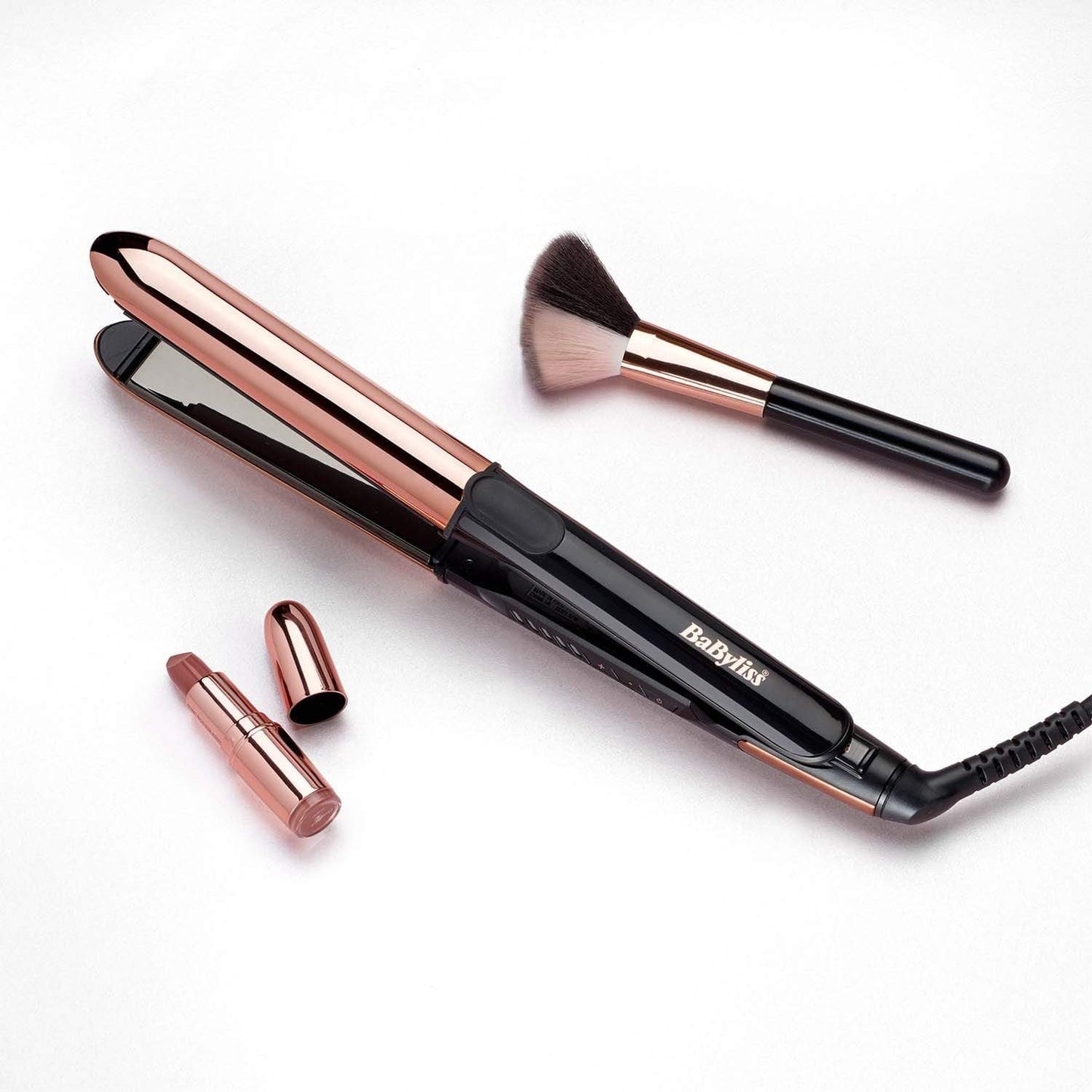 Babyliss Straightener 25Mm Titanium Plates 5Temp Rose Gold Black  - St482Sde