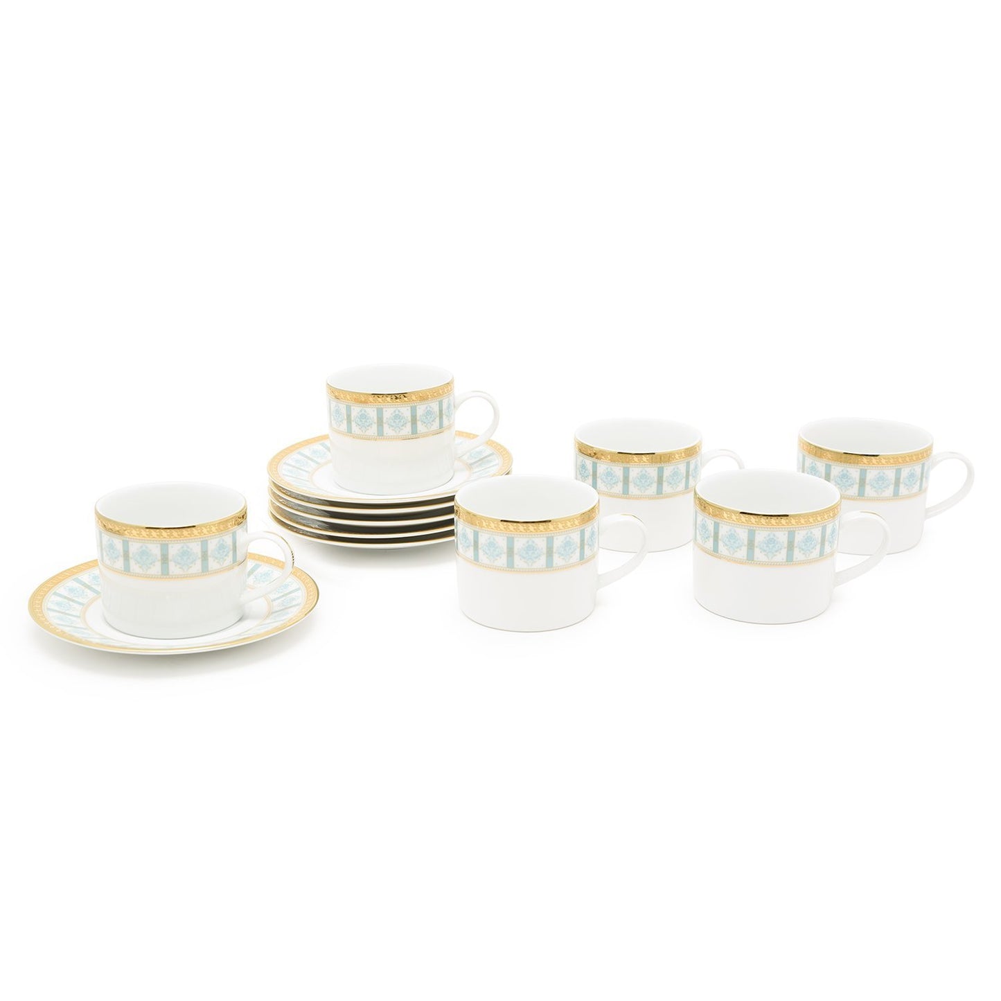 Dankotuwa Porcelain Moira Tea Cup and Saucer Set - Light Blue and Gold - MOI-687/689