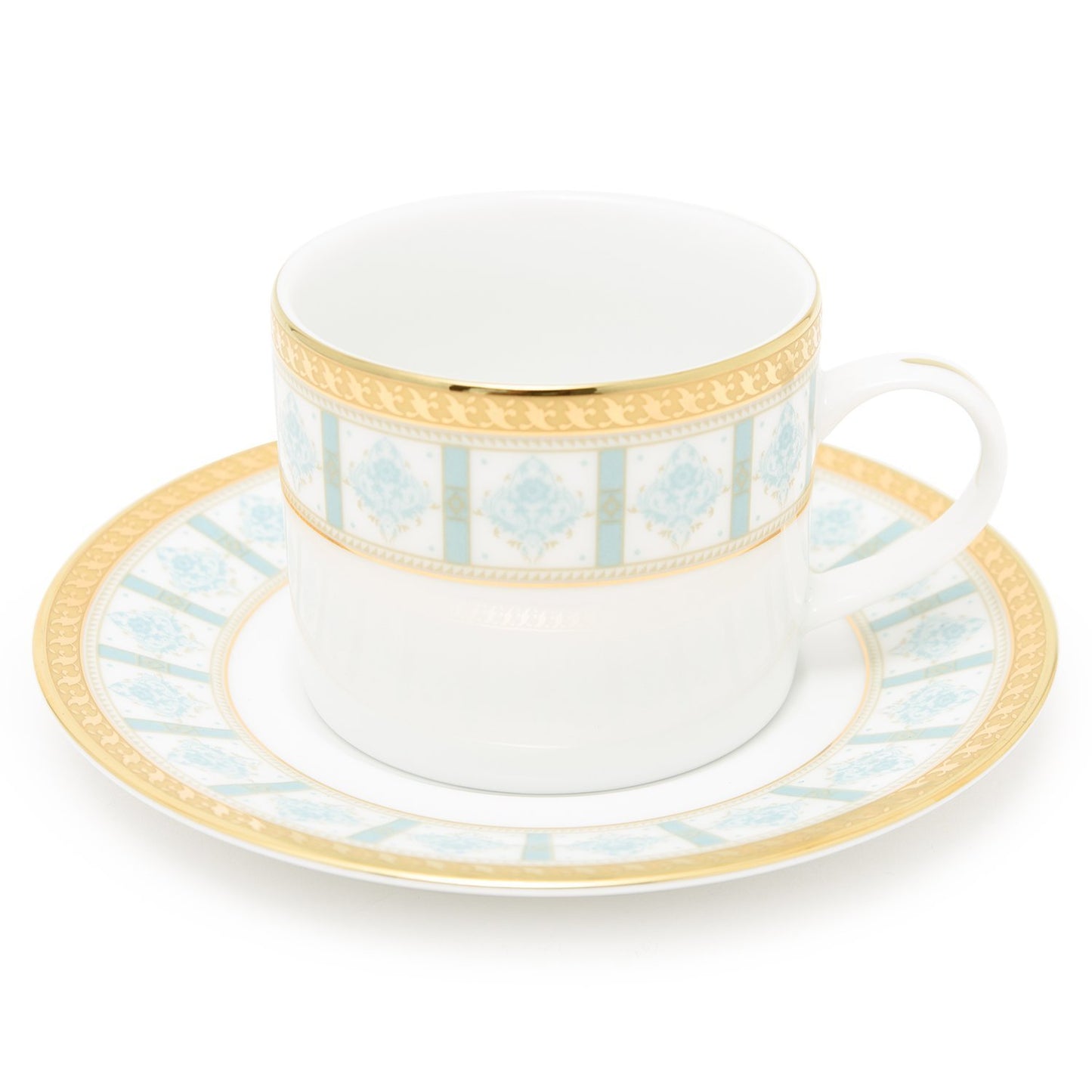 Dankotuwa Porcelain Moira Tea Cup And Saucer Set - Light Blue And Gold - Moi-687/689
