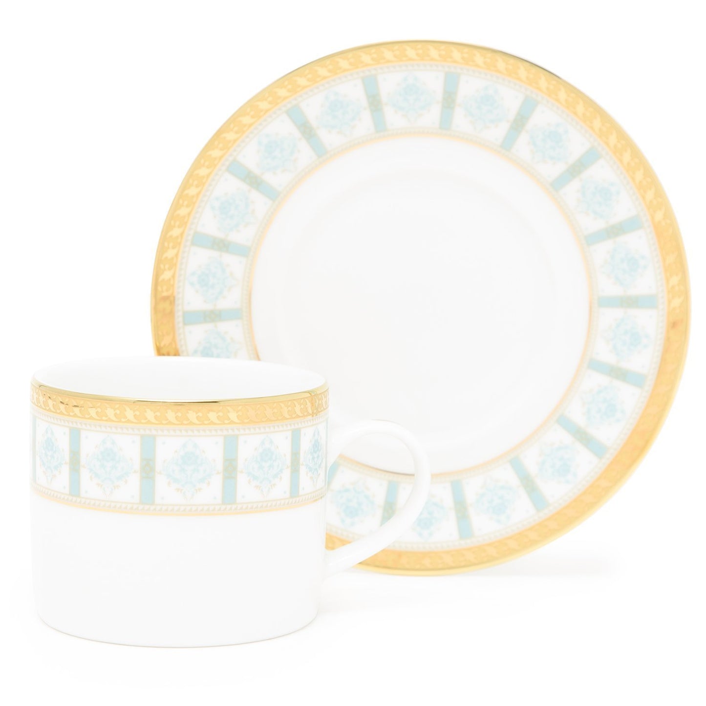 Dankotuwa Porcelain Moira Tea Cup And Saucer Set - Light Blue And Gold - Moi-687/689
