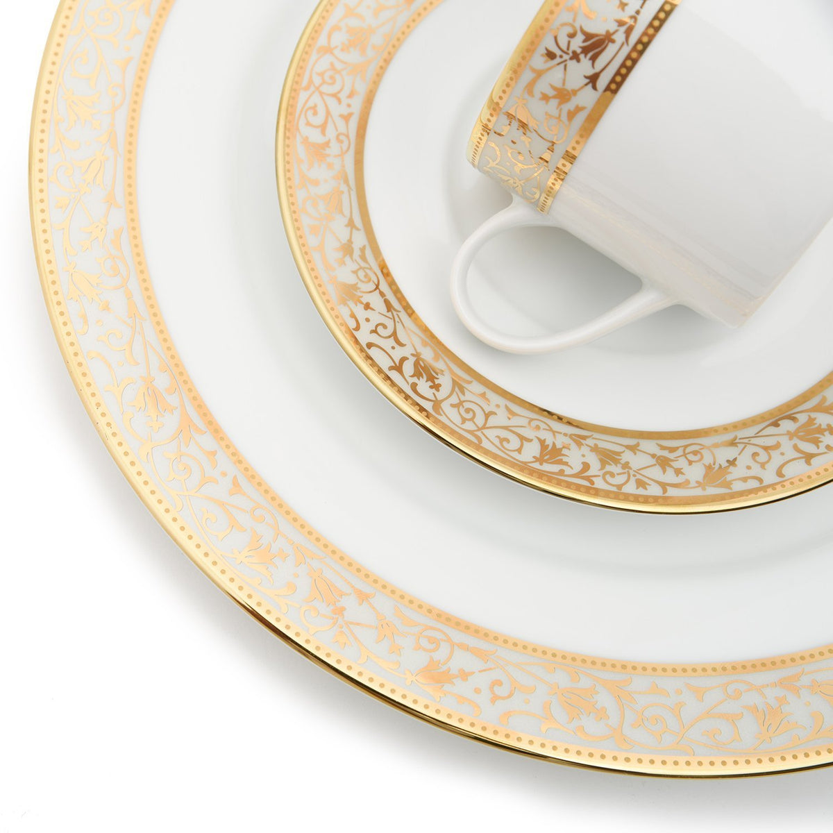 Dankotuwa Porcelain Catherina Tea Set - Gold, 24 Piece - Cath-24Ts