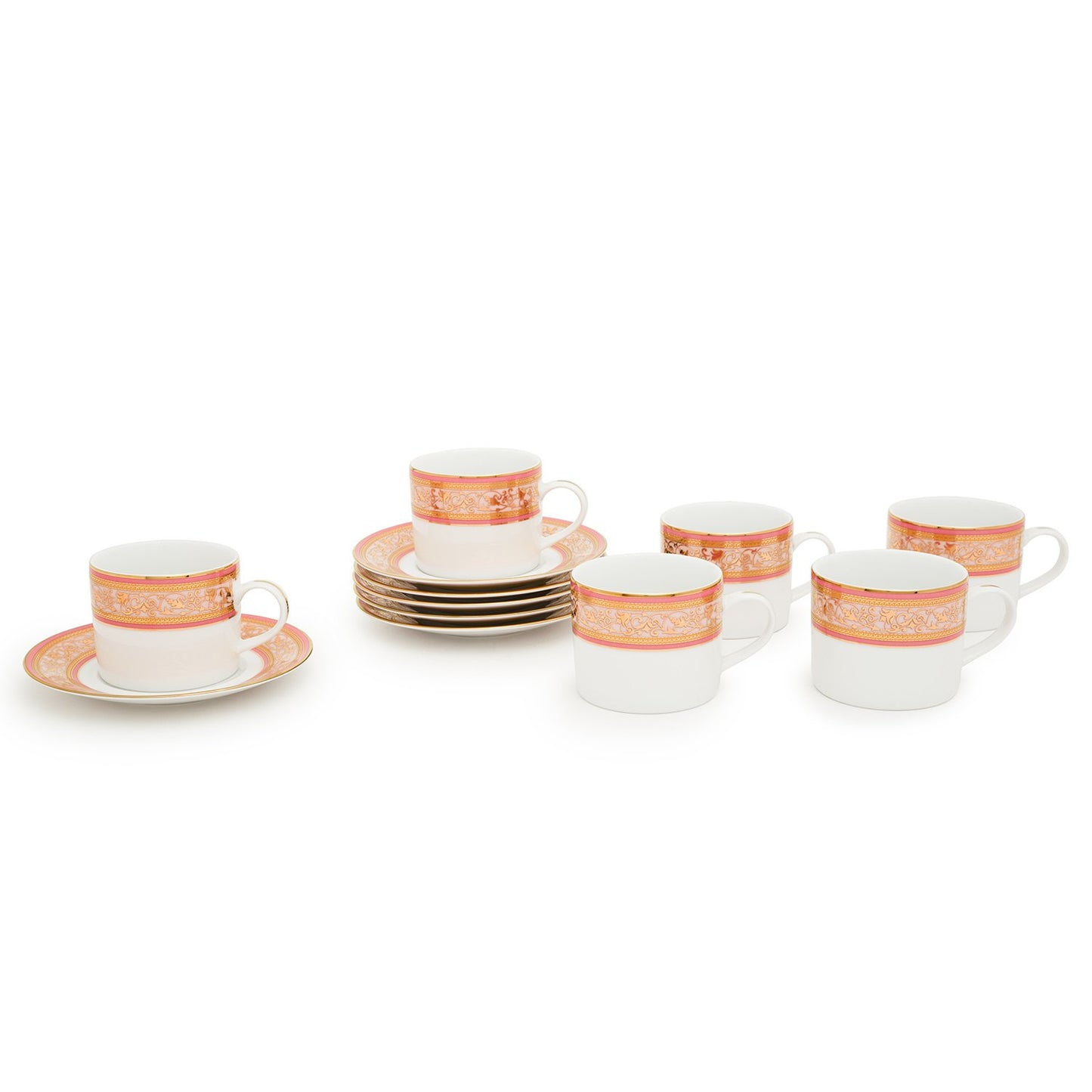 Lexie Pink 6Pc Tea Cup And Saucer - Lexpnk-687/689