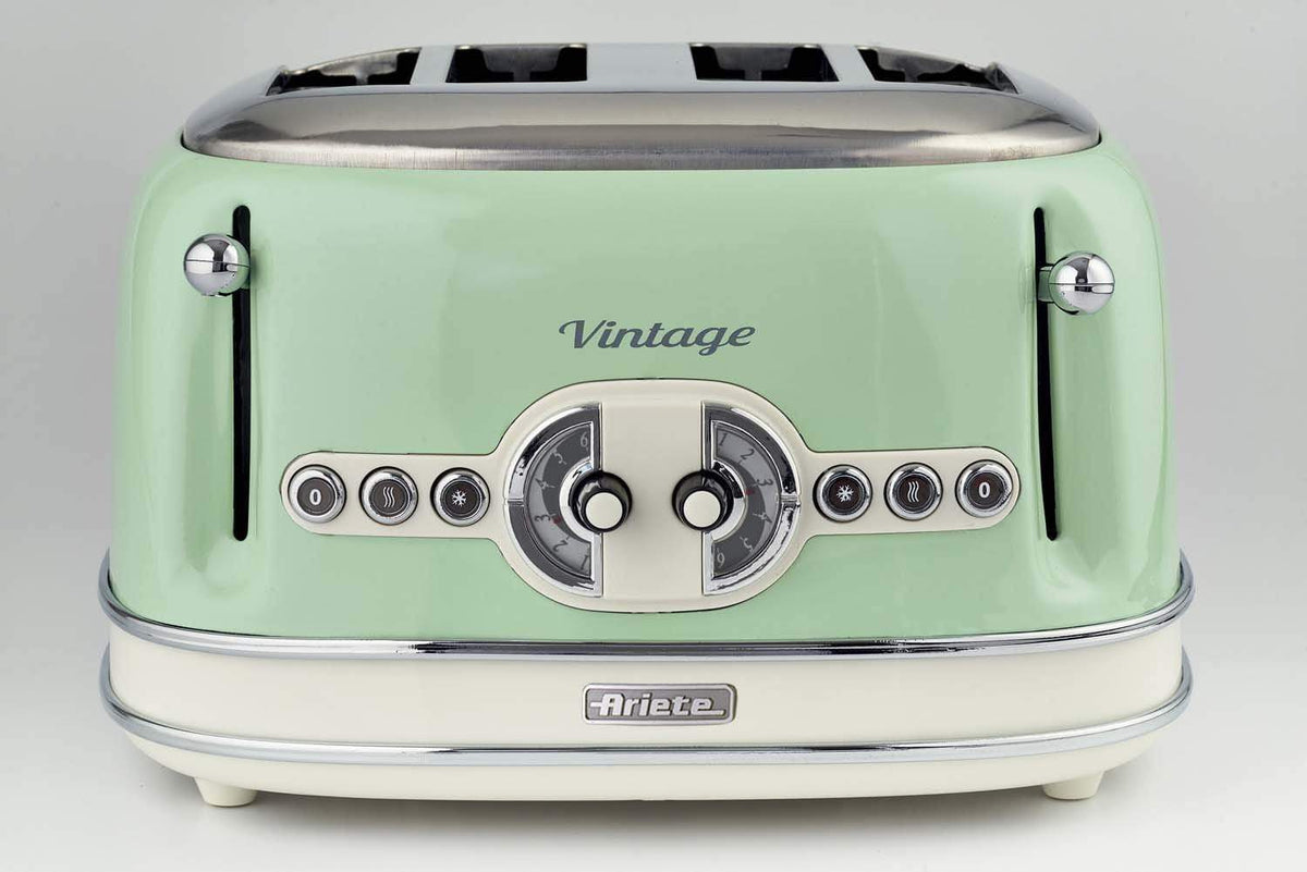Ariete Vintage 4-Slice Toaster, Cream/Green 0156
