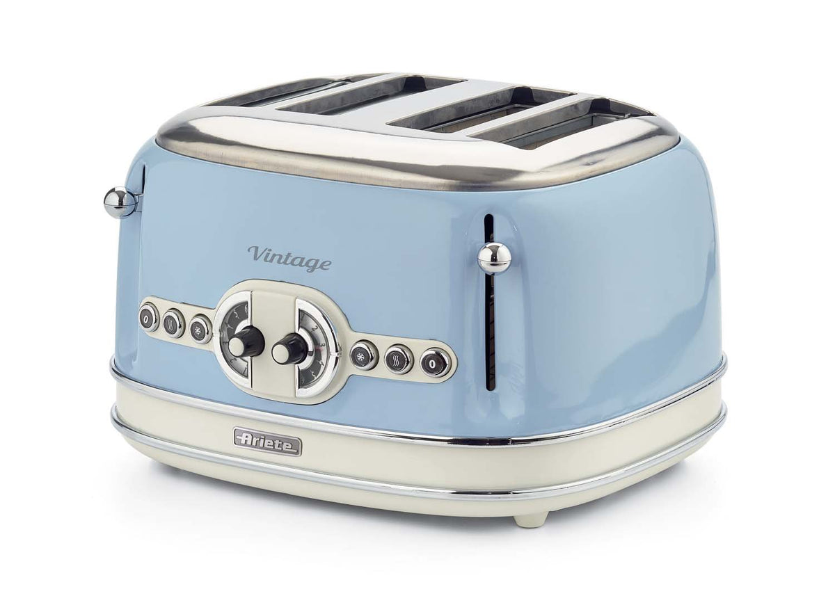 ARIETE VINTAGE 4-SLICE TOASTER, CREAM/BLUE 0156
