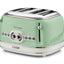 Ariete Vintage 4-Slice Toaster, Cream/Green 0156
