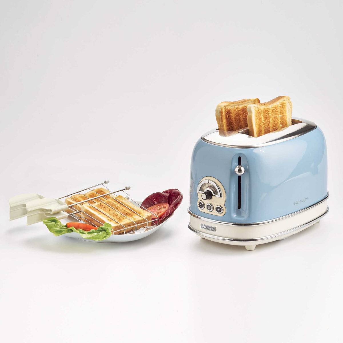 Ariete Vintage 2- Slice Toaster, Cream/Blue 0155