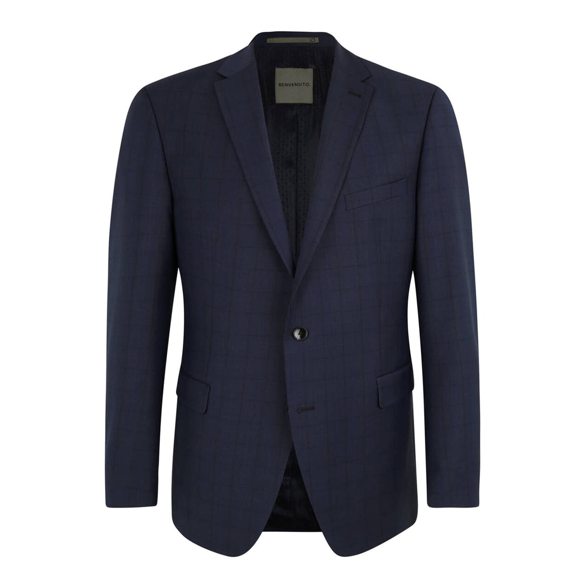 Benvenuto Modern Checked Business Blazer - Navy Blue - 62500 1254 50