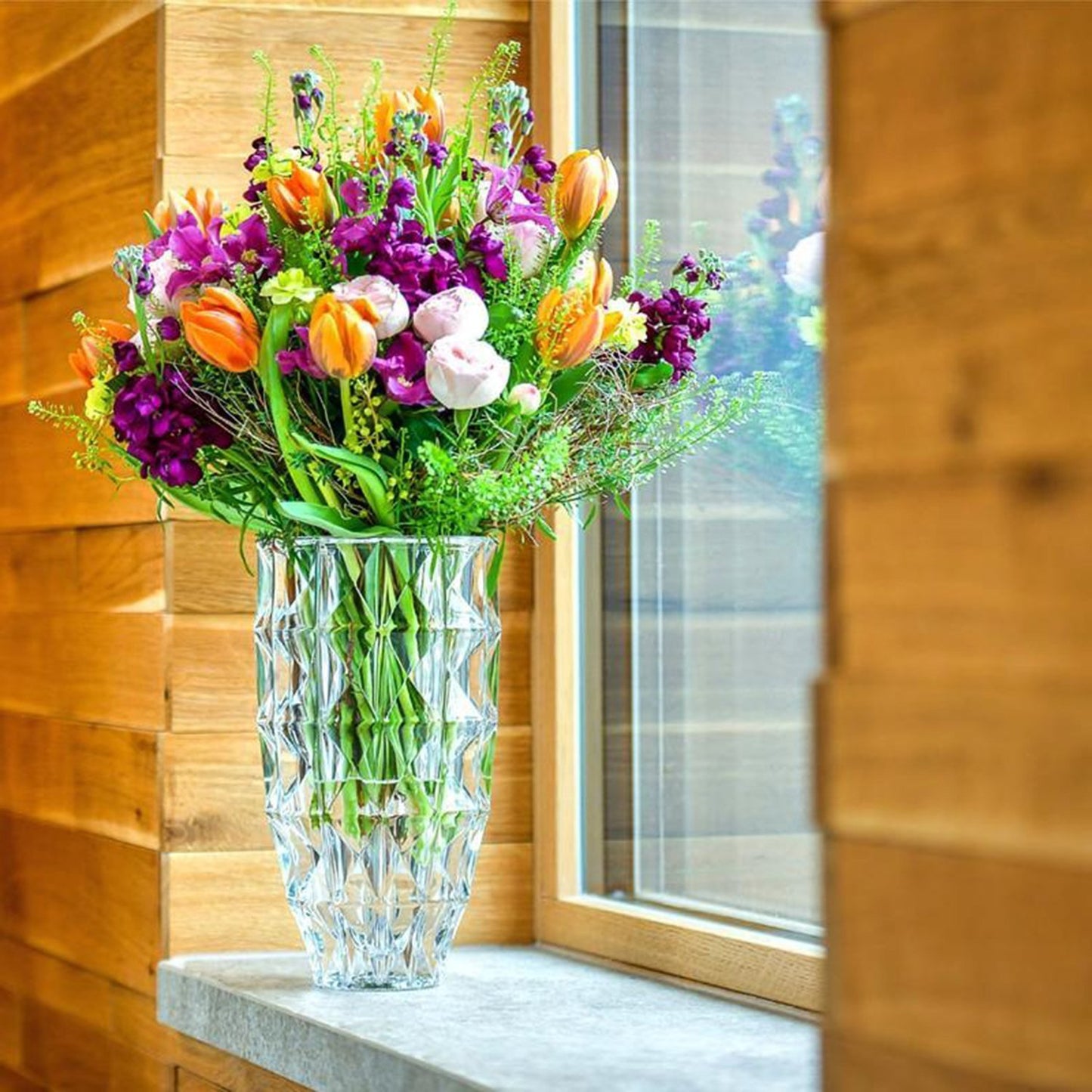 Bohemia Crystal Glass Diamond Vase - 28 cm - 5390844 - Jashanmal Home