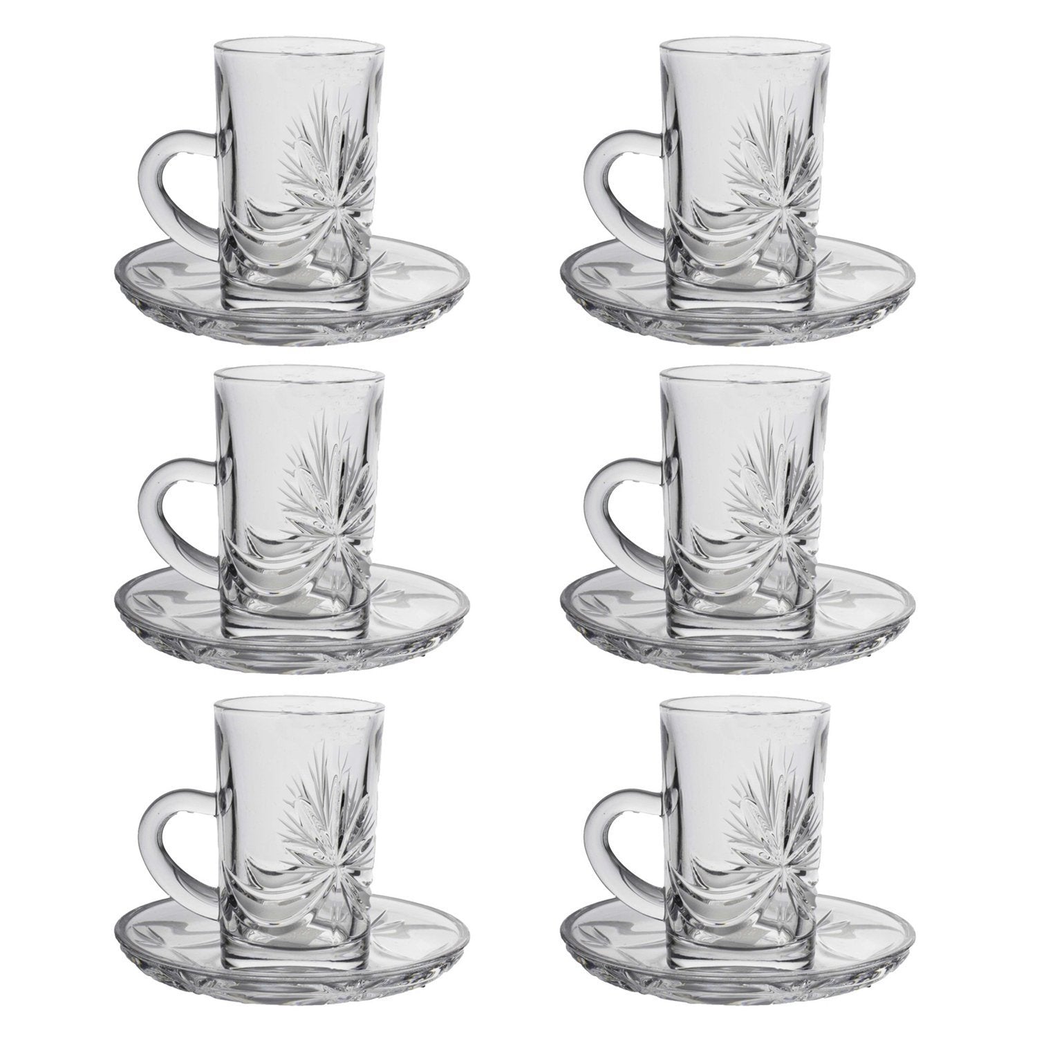Bohemia Crystal Glass Yasmin Hand Cut Cup and Saucer Set - Clear, 17002_439 - 5385817 - Jashanmal Home