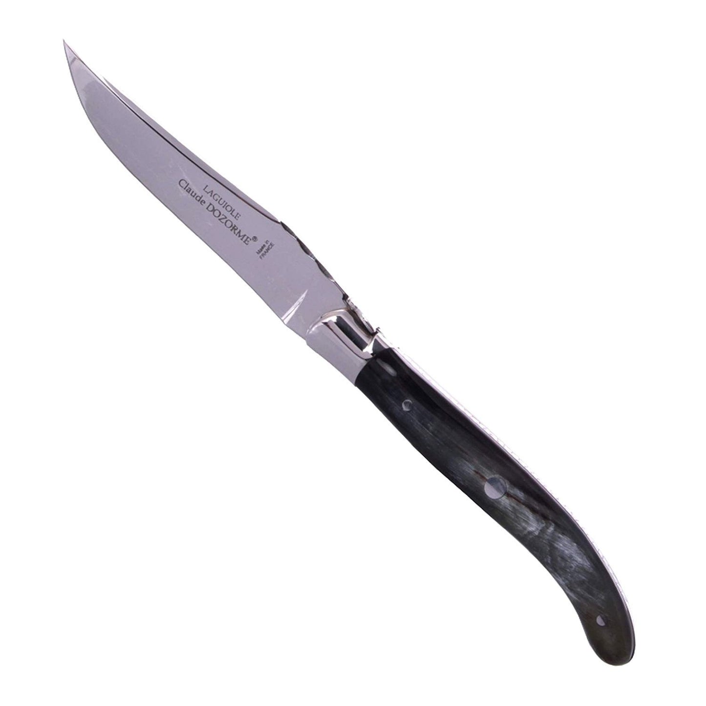 Claude Dozorme Laguiole Knife Set With Black Horn Handle And Shiny Bolster - 6 Pieces - 2.60.001.64Mi