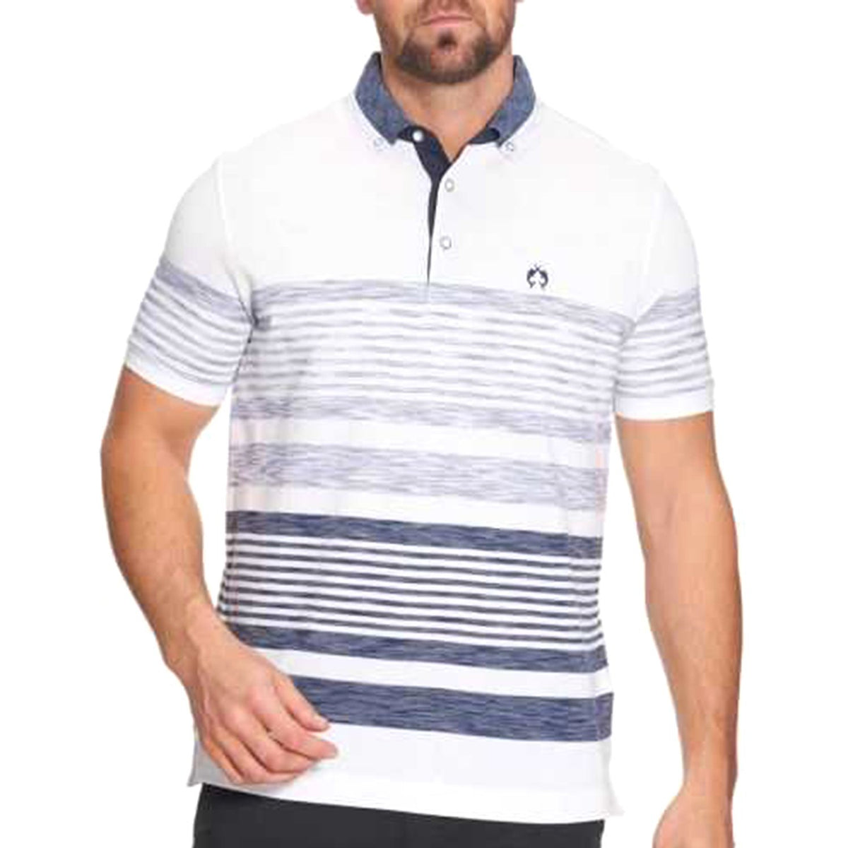 Campione Stripe Pattern Polo T-Shirt - White and Blue - 1097506 79411 M