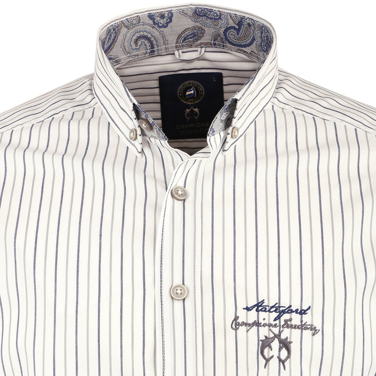 Campione Pueblo Casual Shirt - White And Grey - 2197411 90342