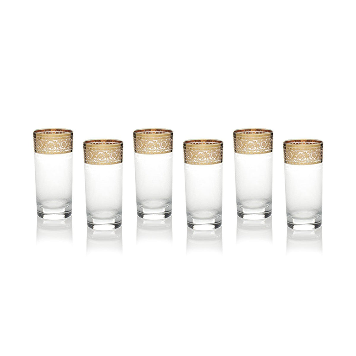 Combi Angelique Long Tumblers - Clear and Gold, Set of 6 - G369Z-25/1 - Jashanmal Home