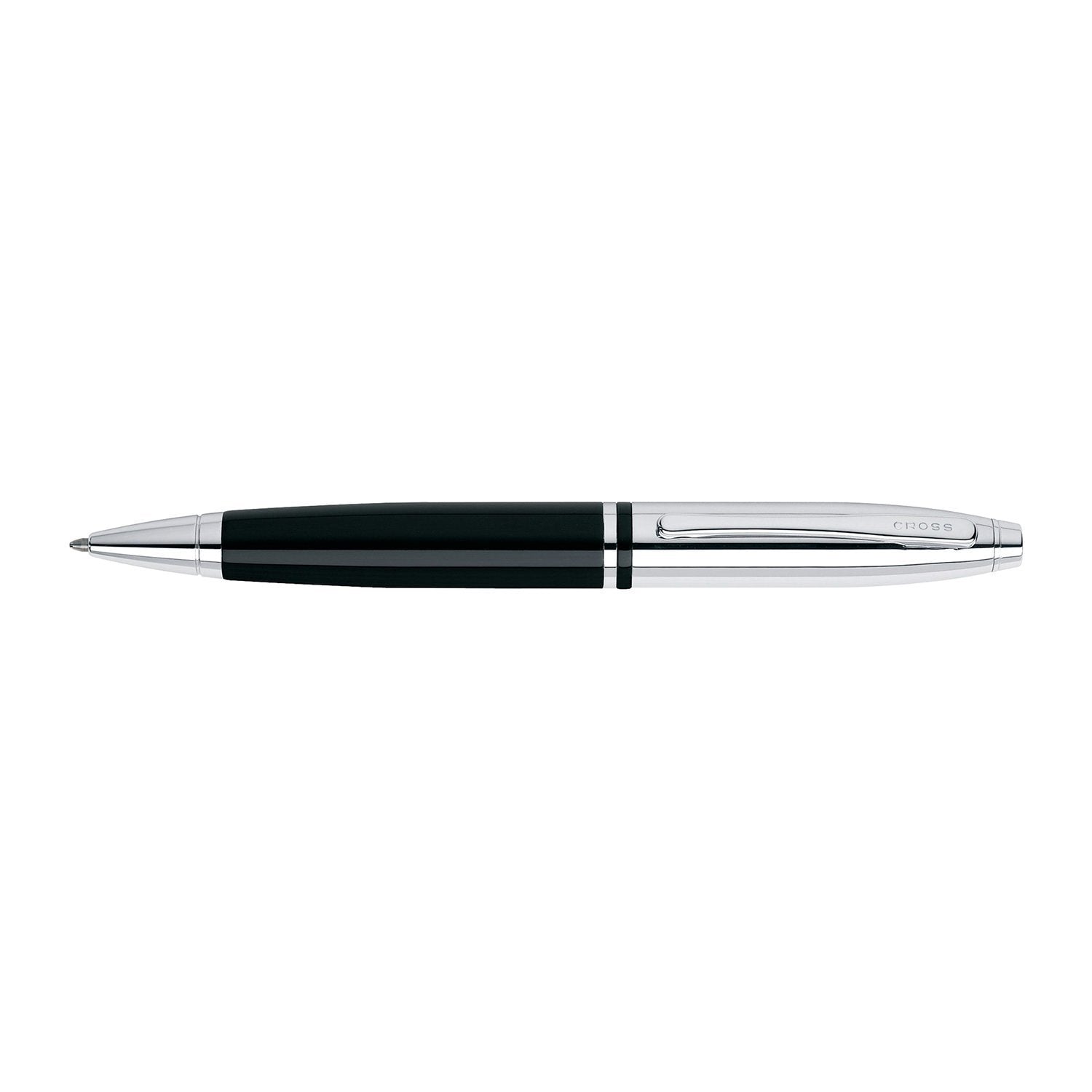 A. T. Cross Calais Chrome and Black Lacquer Ballpoint Pen - AT0112-2 - Jashanmal Home