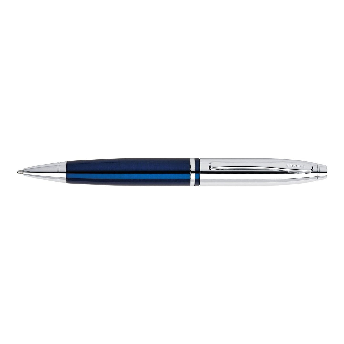 A. T. Cross Calais Chrome and Blue Lacquer Ballpoint Pen - AT0112-3 - Jashanmal Home