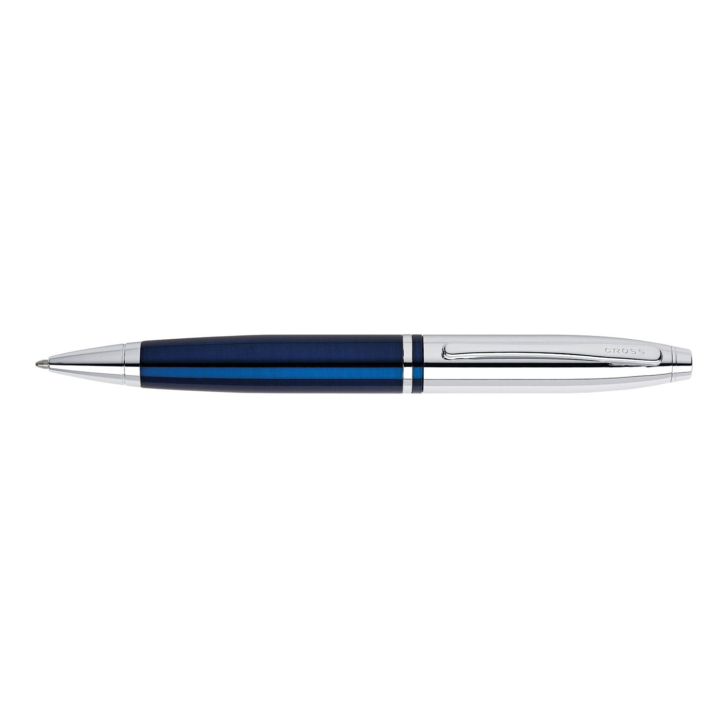 A. T. Cross Calais Chrome and Blue Lacquer Ballpoint Pen - AT0112-3 - Jashanmal Home