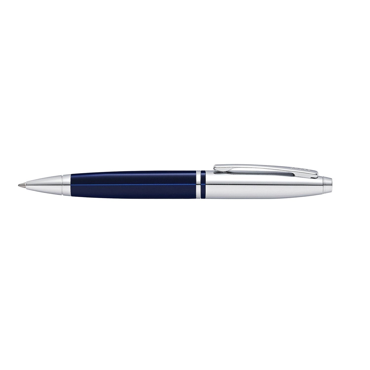 A. T. Cross Calais Chrome and Blue Lacquer Ballpoint Pen - AT0112-3 - Jashanmal Home