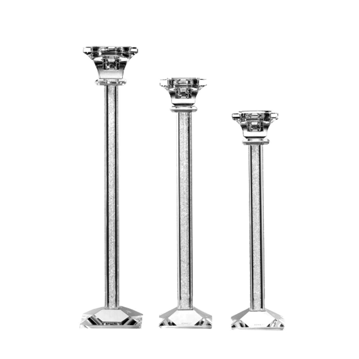 Debora Carlucci Crystal Candle Holder Set with Small Diamonds - 3 Piece - DC5035