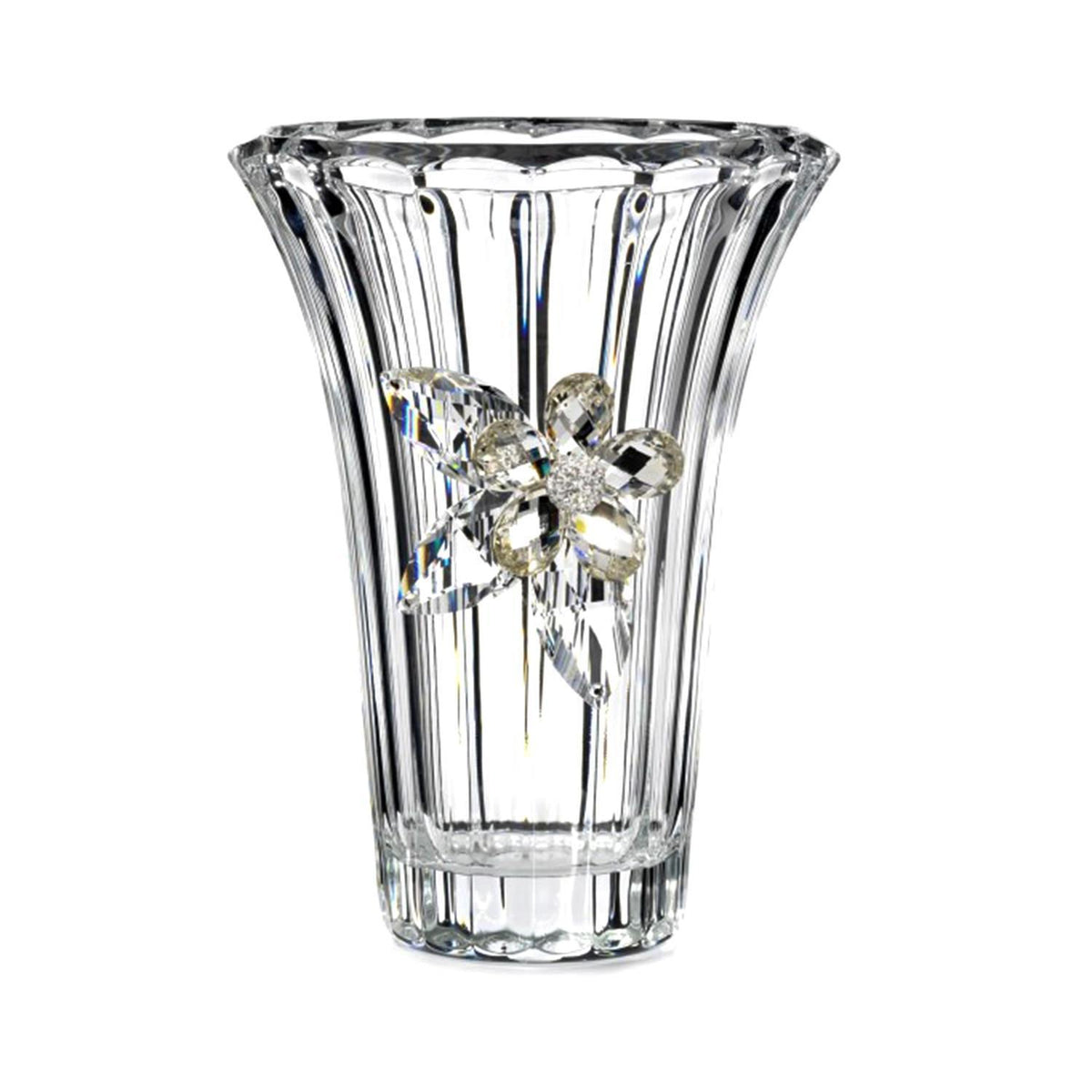 Debora Carlucci Crystal Foiled Flower Glass Vase with Metal Base - DC5543