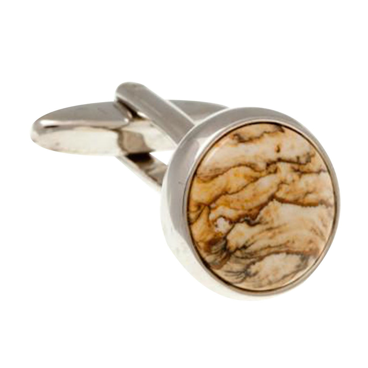 Elizabeth Parker Round Cab Picture Jasper Cufflinks - AEPCL2100 NA