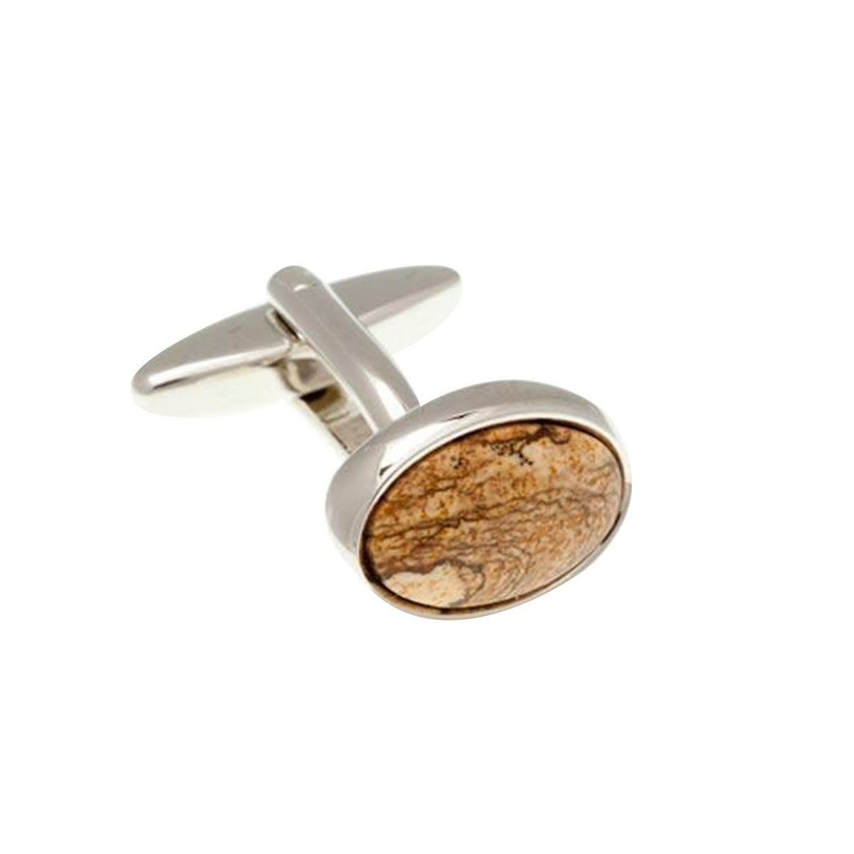 Elizabeth Parker Oval Cab Picture Jasper Cufflinks - AEPCL2101 NA